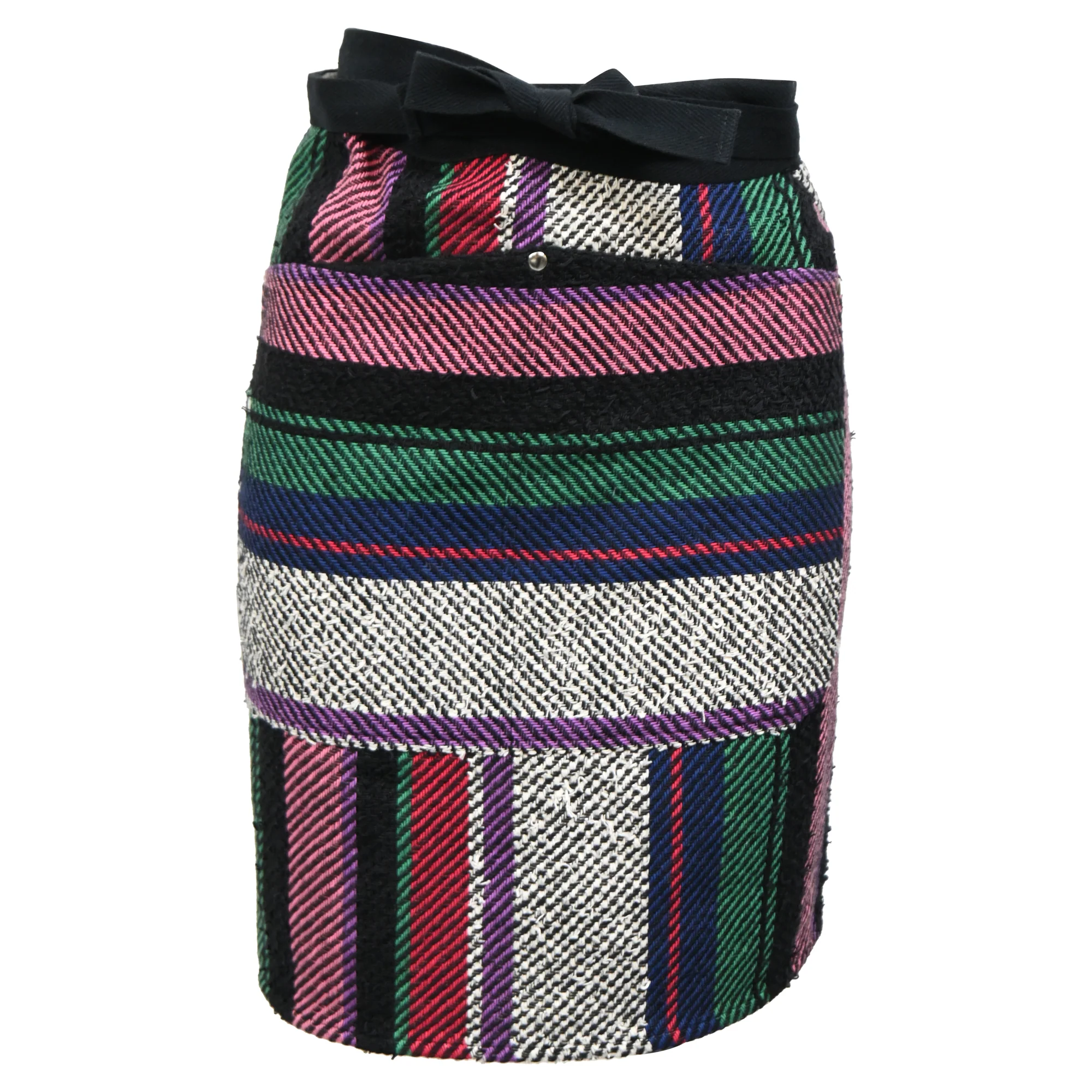 Sacai Striped Mini Wrap Skirt in Multicolor Cotton Tweed