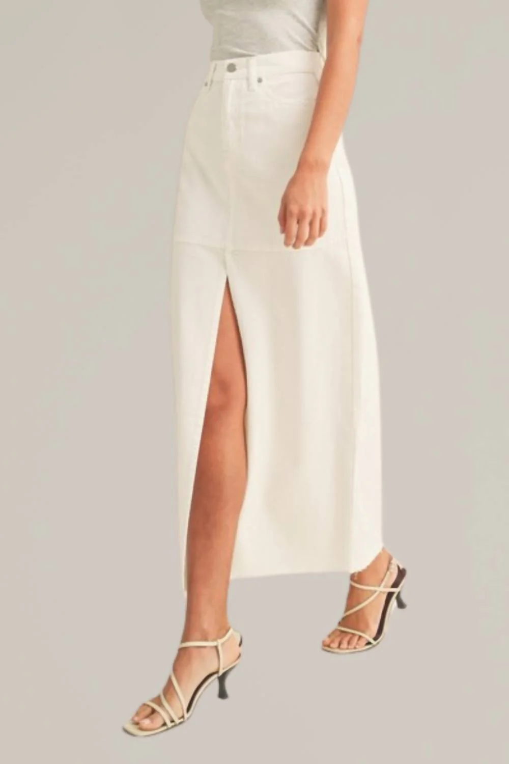 Denim Maxi Skirt In White