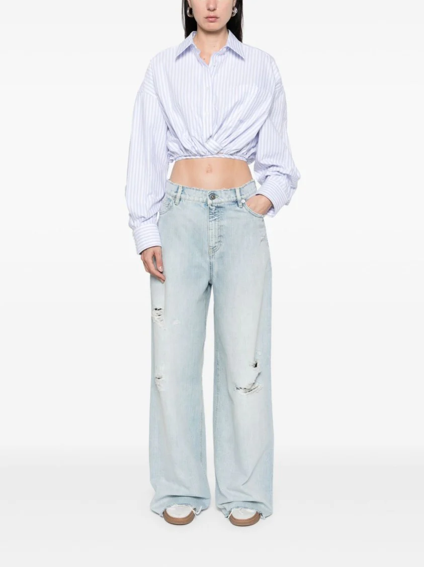 Relaxed Wide-Leg Jeans With Ripped Detailing