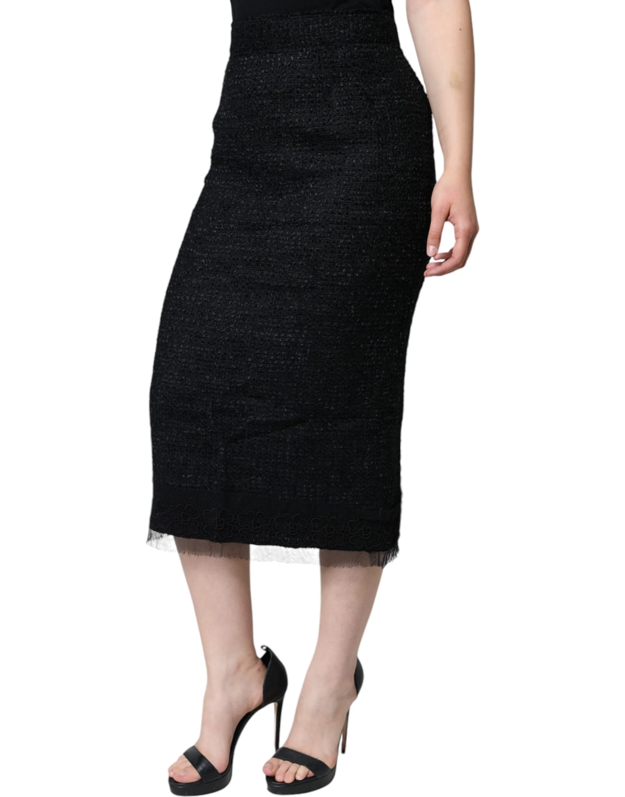 Dolce & Gabbana Virgin Wool Pencil Cut Midi Women's Skirt