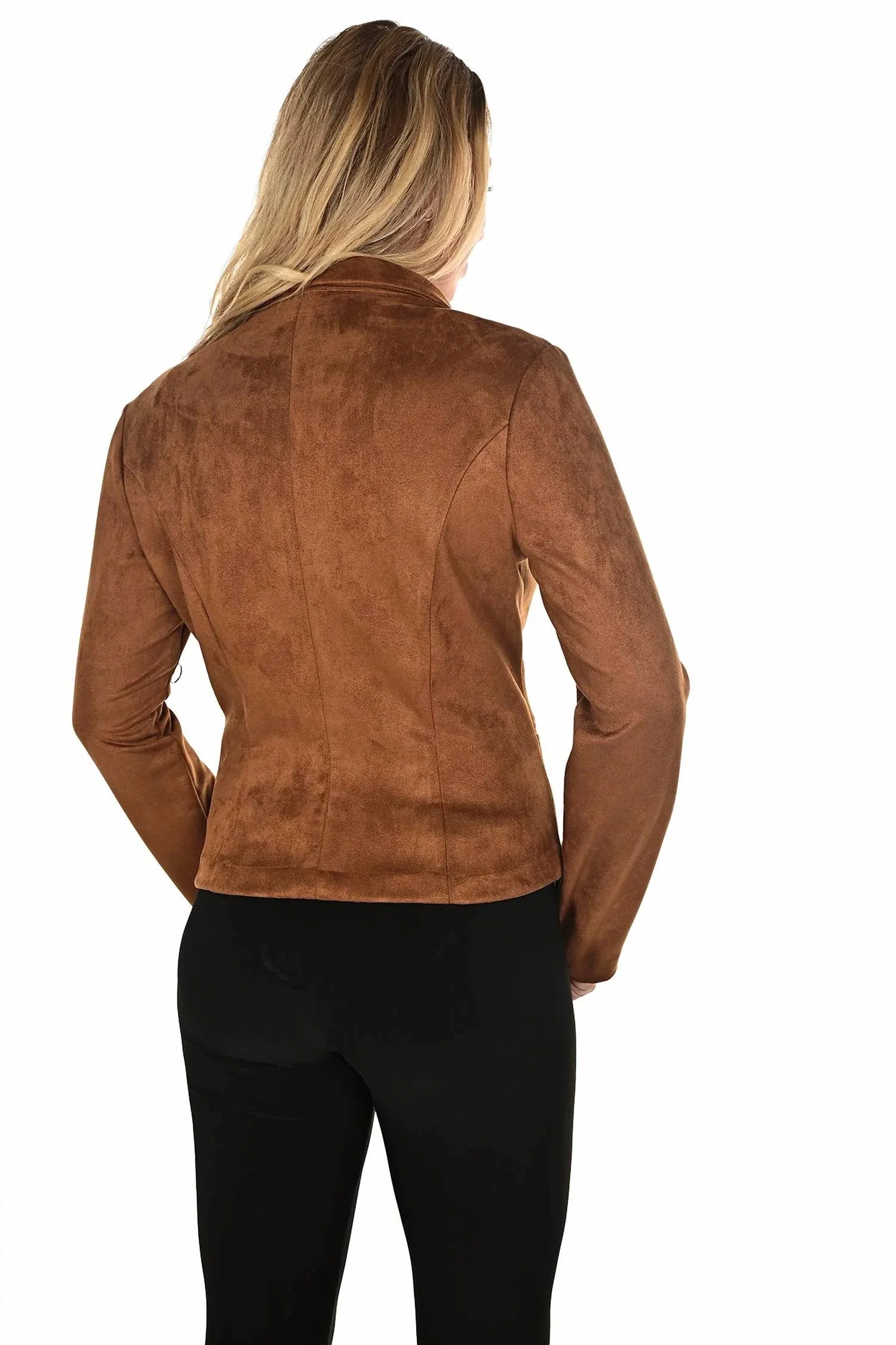 Stretch Fabric Knit Jacket In Cognac