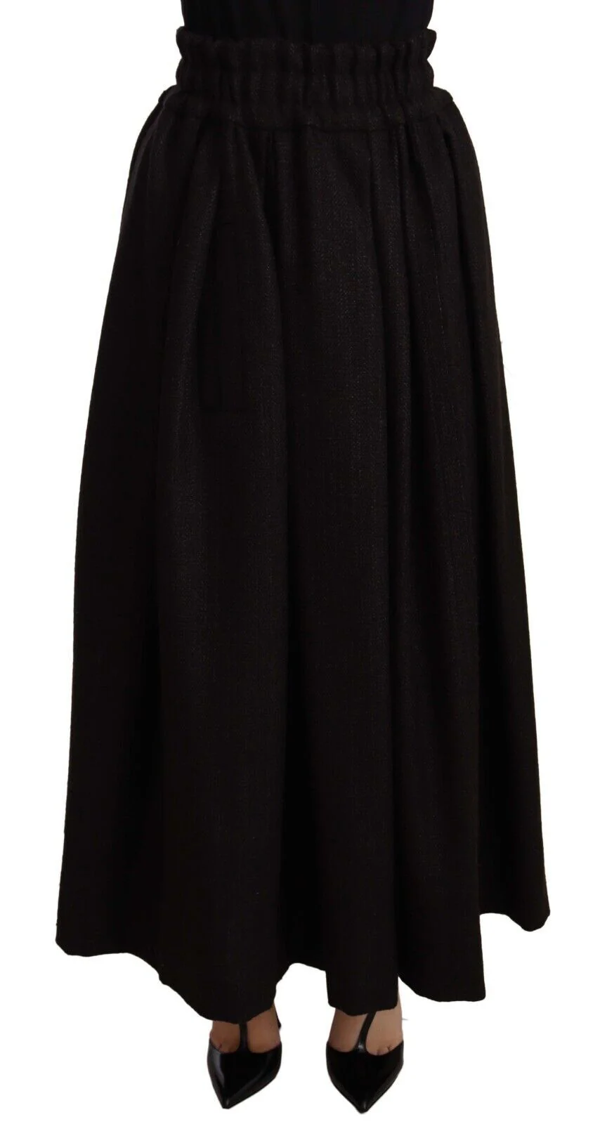 Dolce & Gabbana Elegant High Waist Maxi A-line Wool Women's Skirt