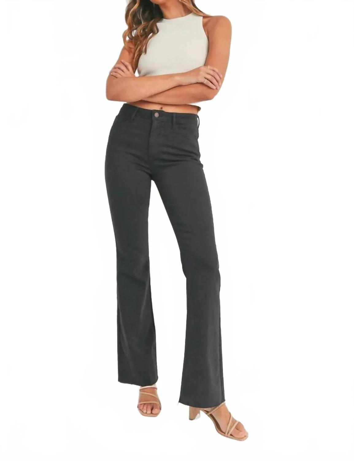 Slim Bootcut Scissor Cut Jeans In Black