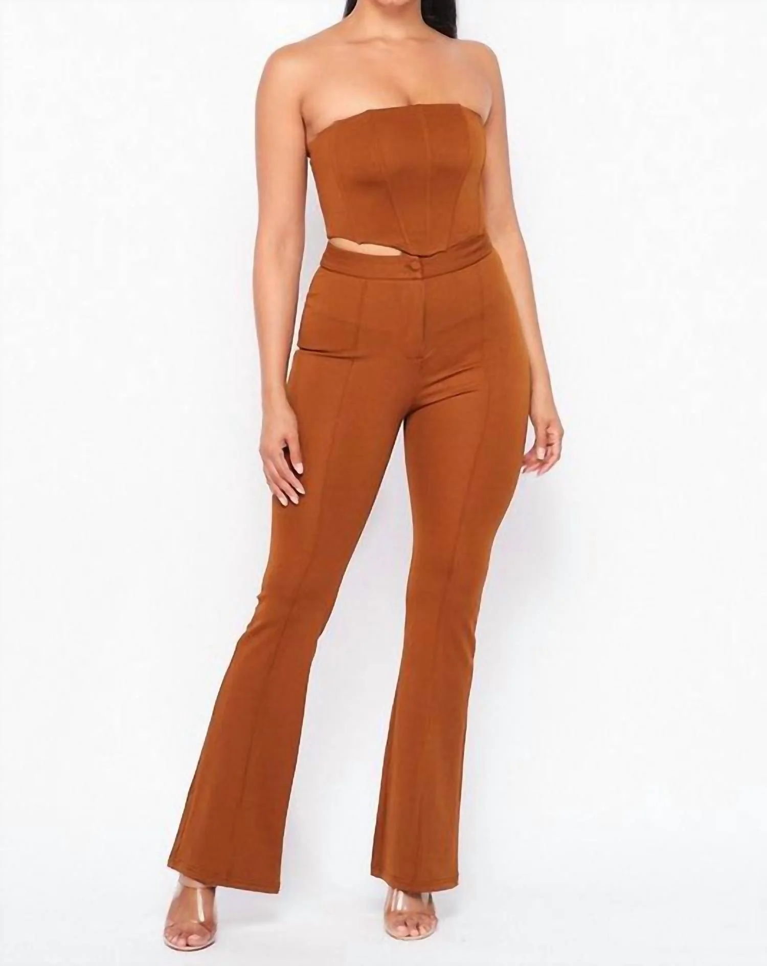 From Day To Night Pant Set In Brown