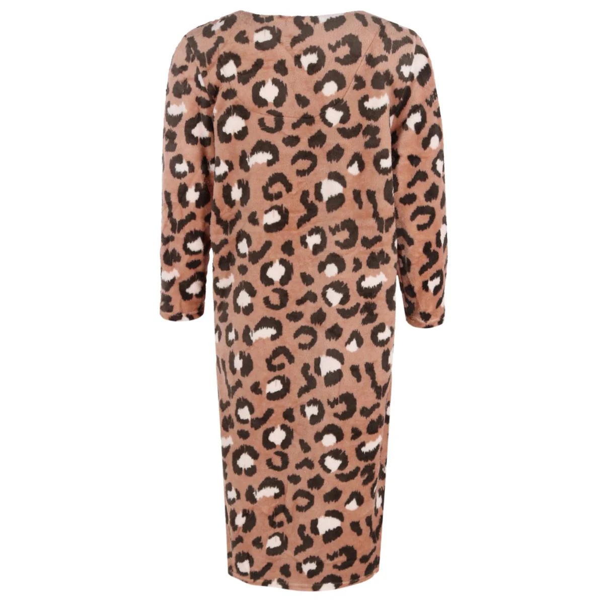 Women's Leopard Snap Front Long Sleeve Duster