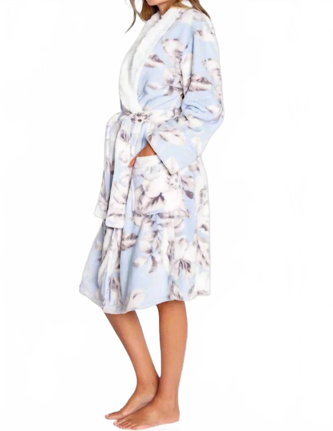 Luxe Plush Robe Relpr In Blue Frost