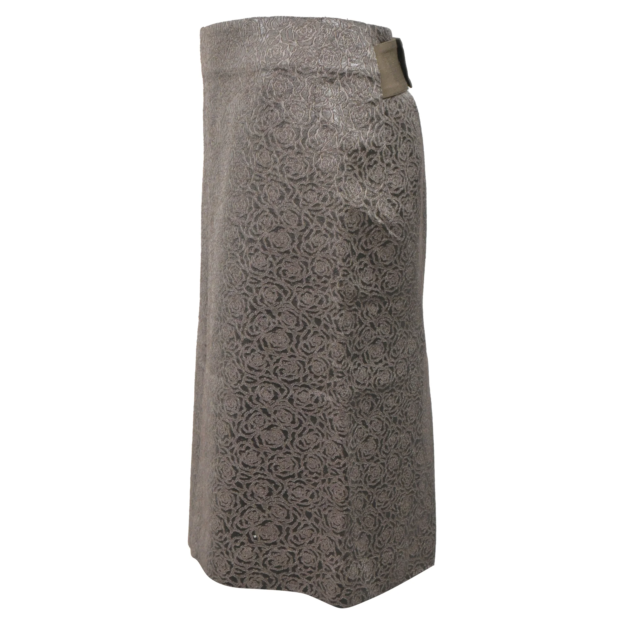 Etro Floral Print Midi High-Waisted Pencil Skirt in Beige Viscose