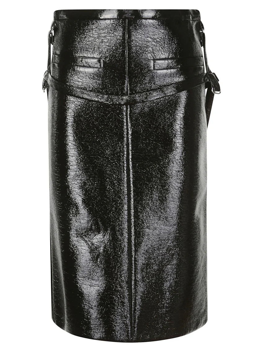 Laces Black Vinyl Skirt