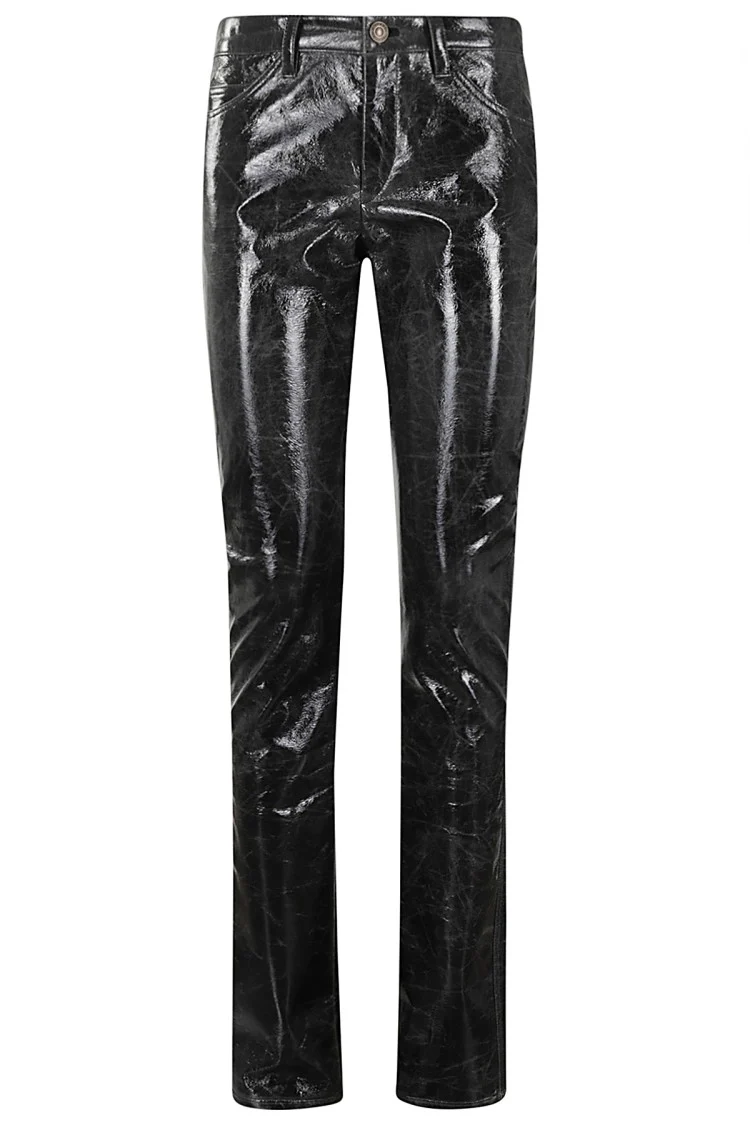 Vintage Black Faux Leather Pants