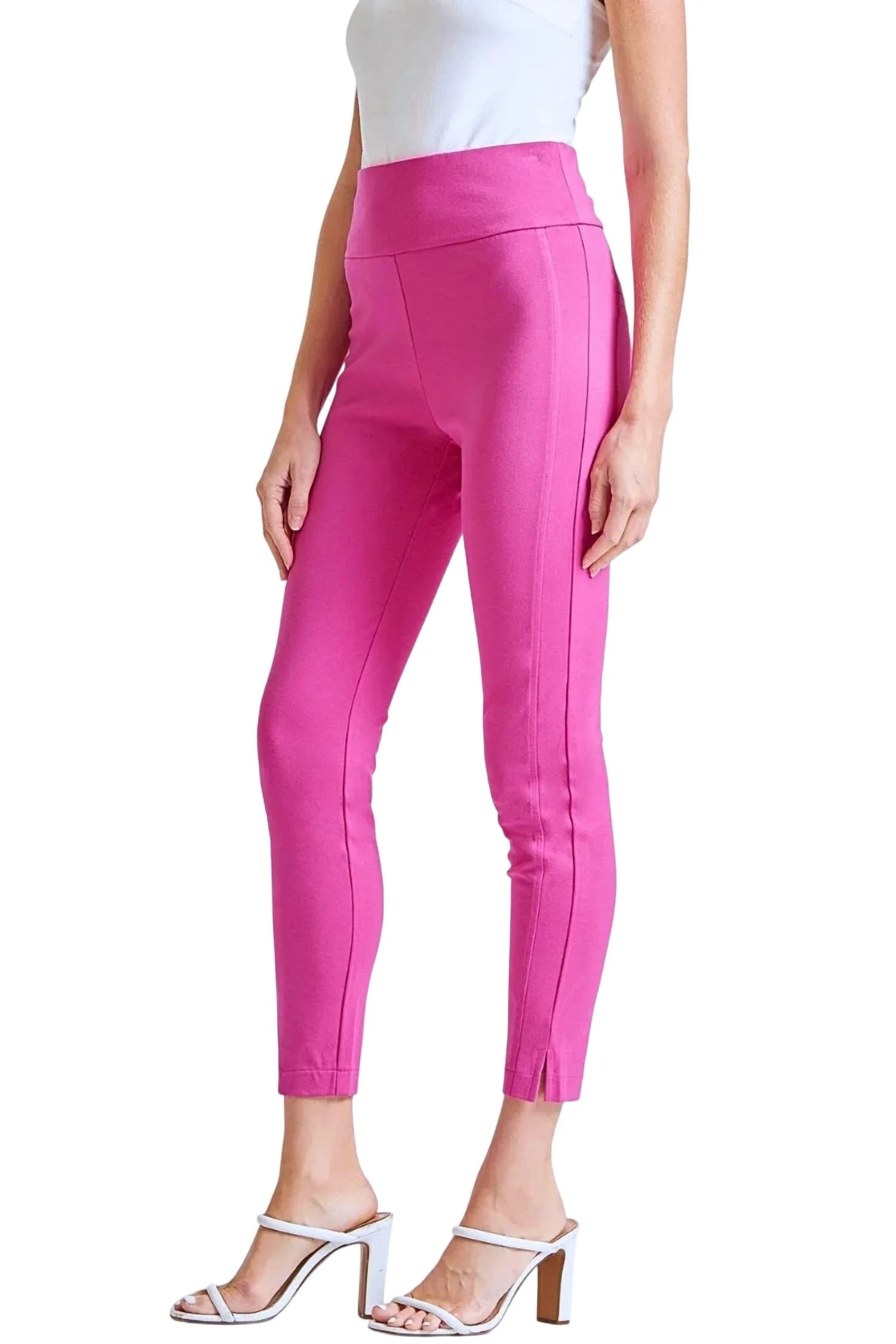 Marley High Waisted Skinny Pants In Hot Pink