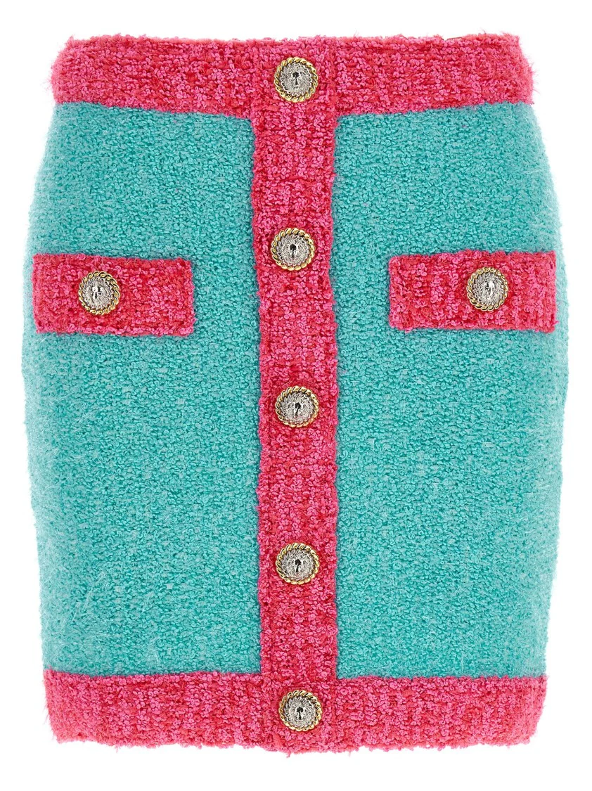 Leone' Button Two-Tone Skirt