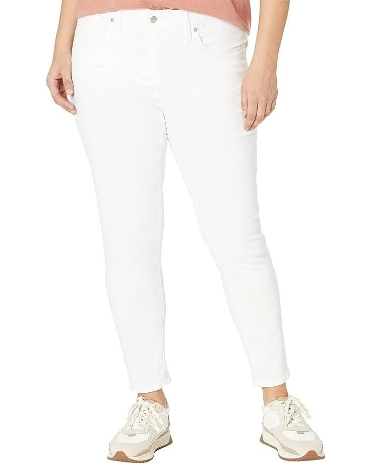 Madewell Plus 9 Jeans Women's 14 White Stretch Skinny 9 Mid-Rise Cropped JDM108