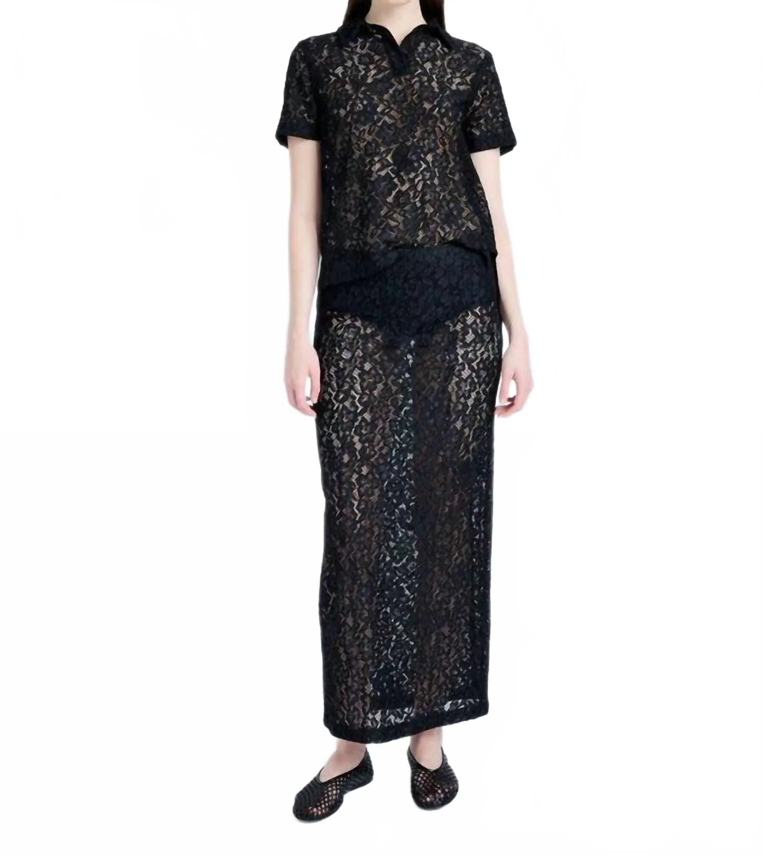 Jasmine Skirt In Stretch Lace In Black