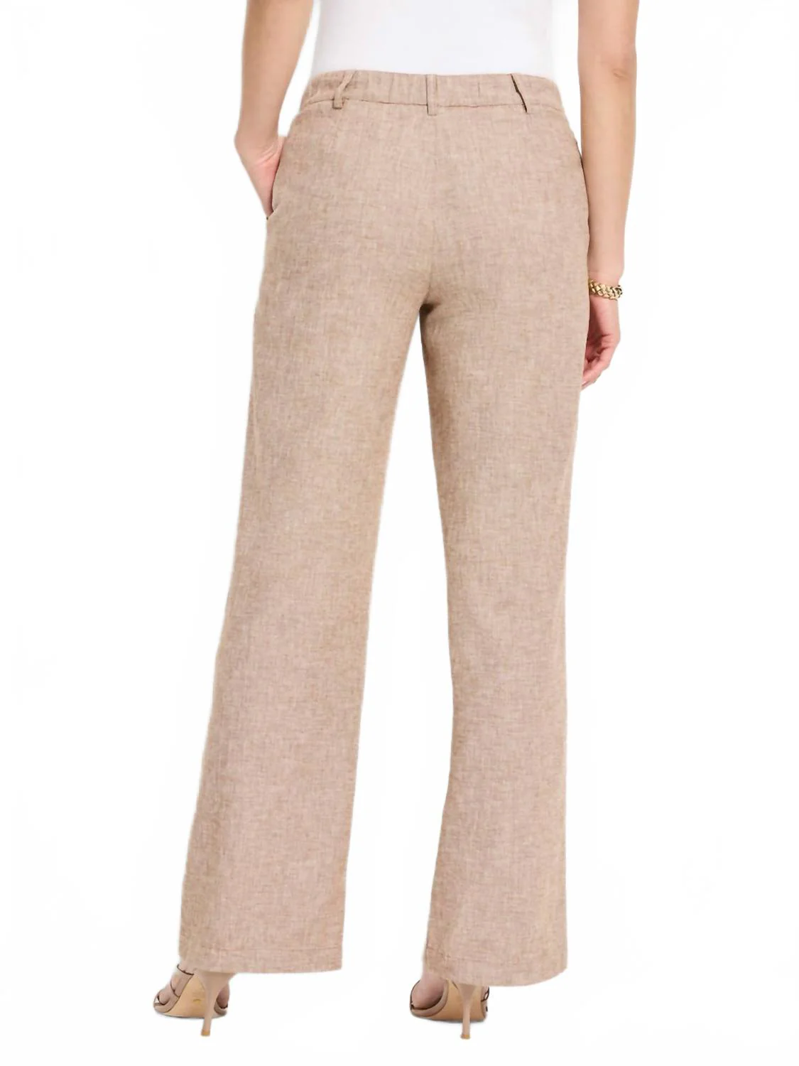 Linen Cotton Eliot Wide Leg Pant In Brown Mix