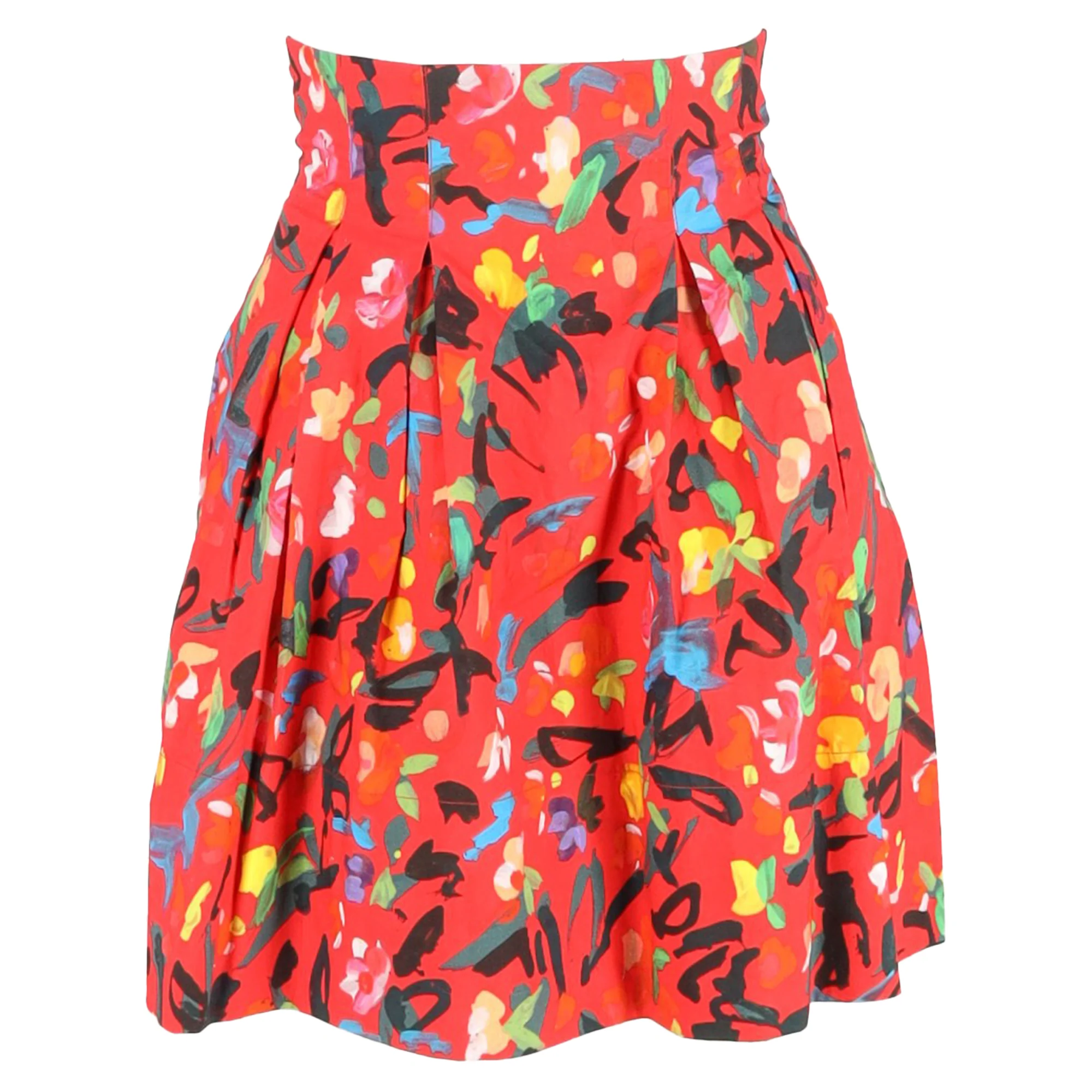 Philosophy di Lorenzo Serafini Printed Skirt in Red Cotton