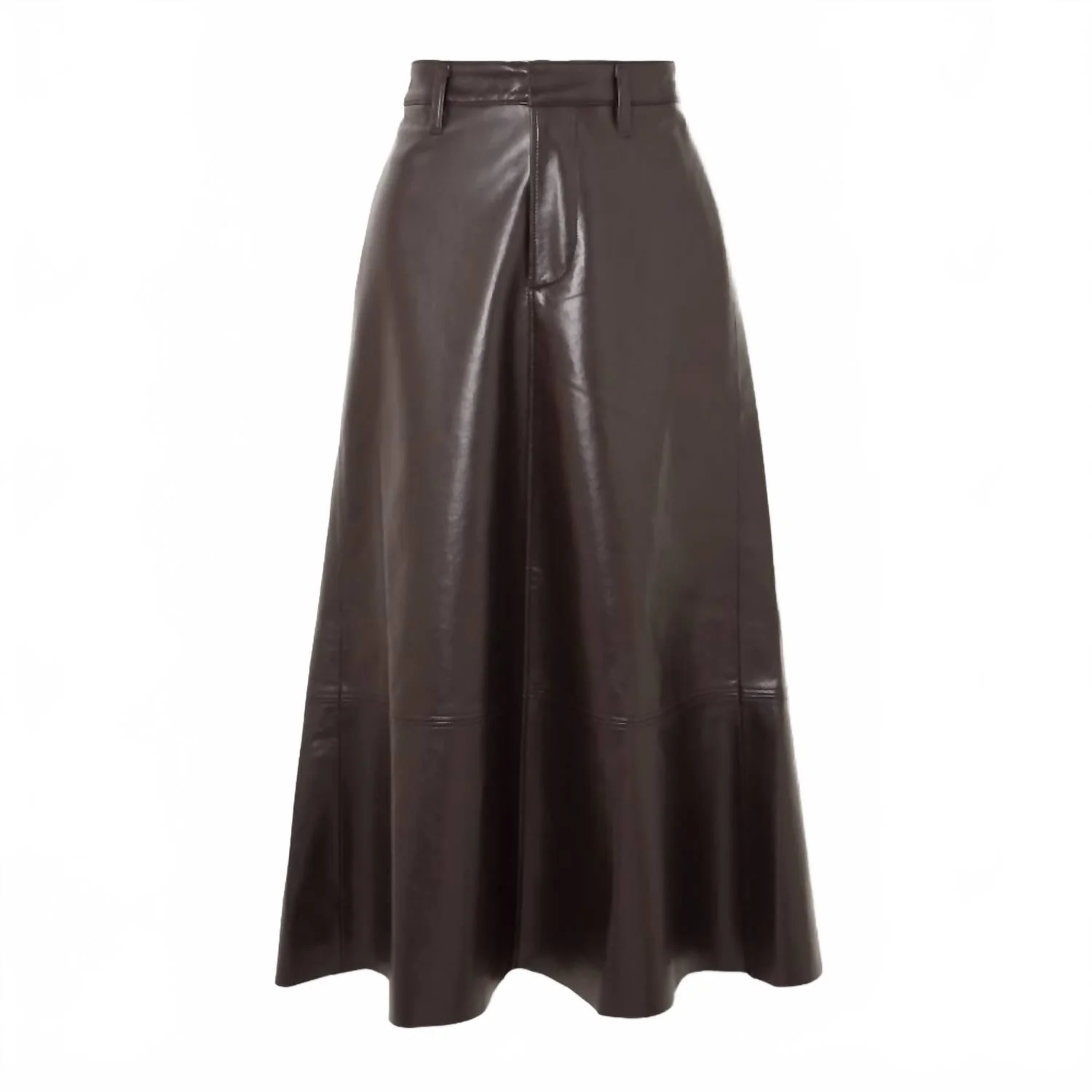 Cassia Leather Skirt In Chocolate