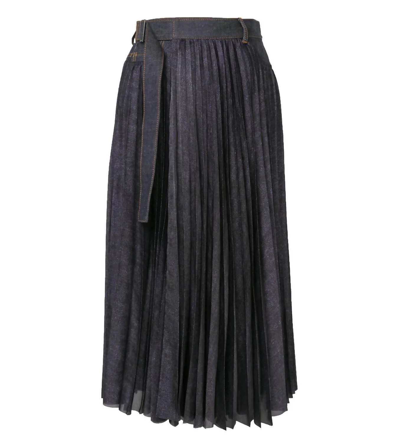 Denim Mix Skirt In Indigo