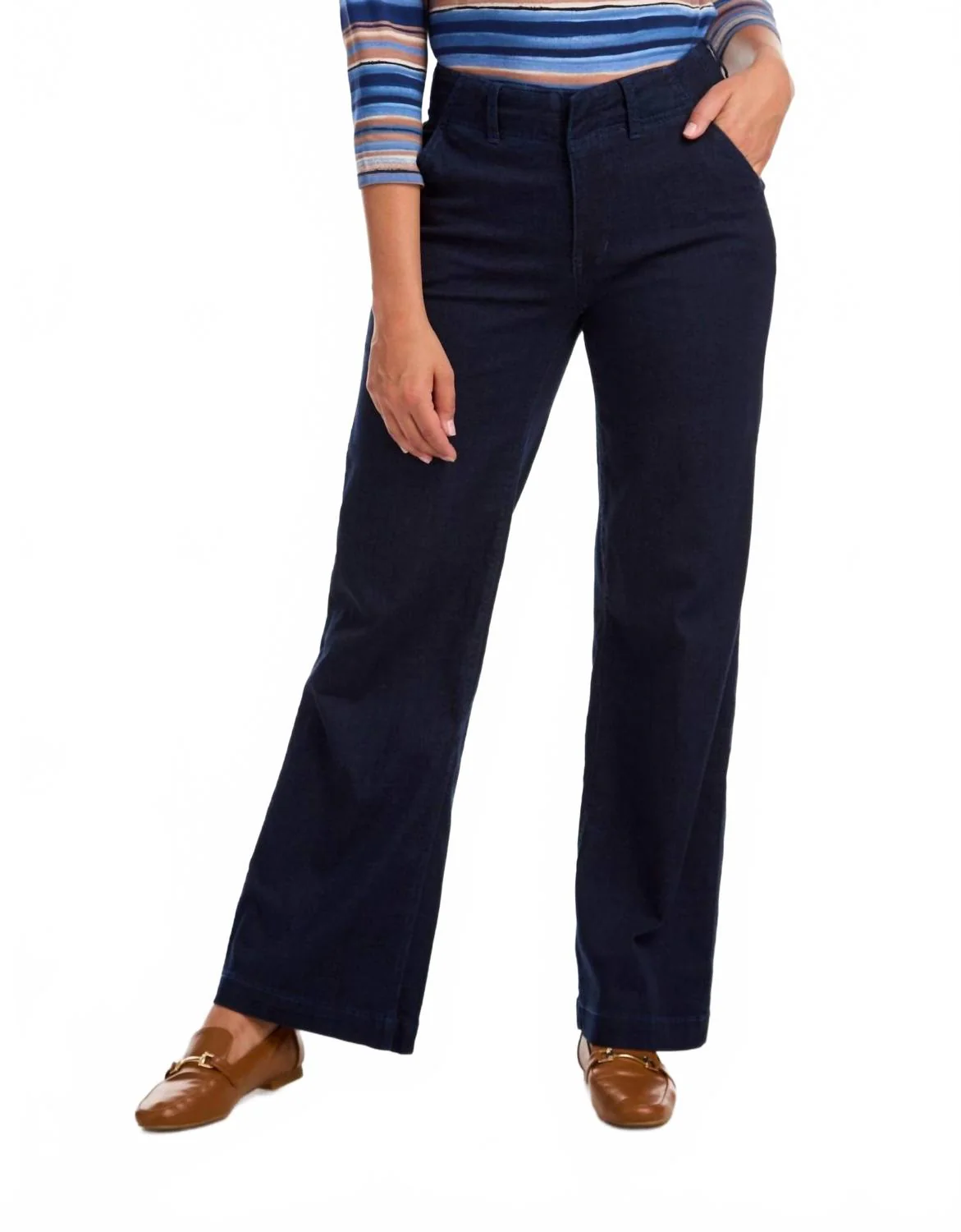 Suzanne Wide Leg Trousers Jeans In Dark Denim Wash