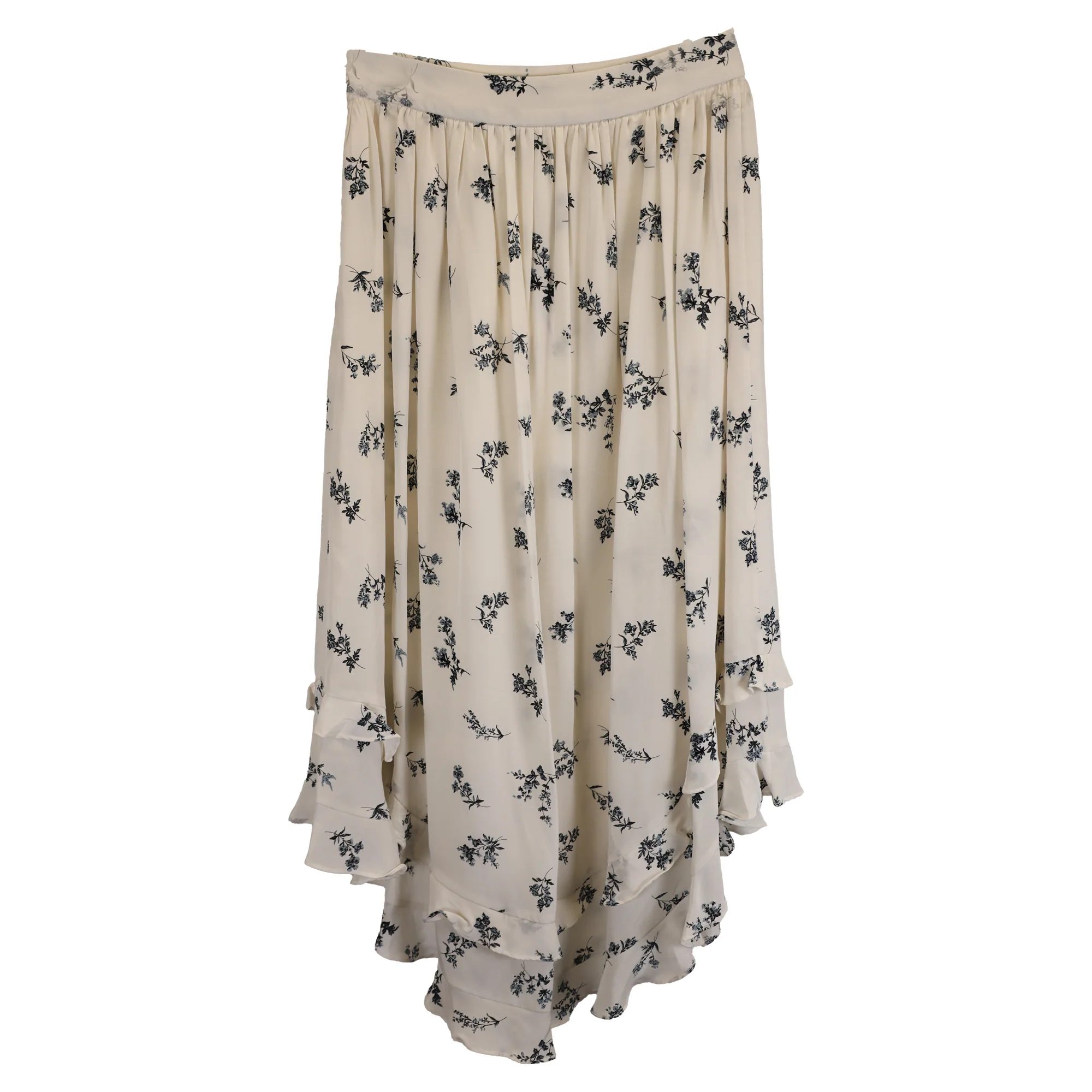 Zimmermann Ditsy Floral Midi Skirt in Cream Viscose