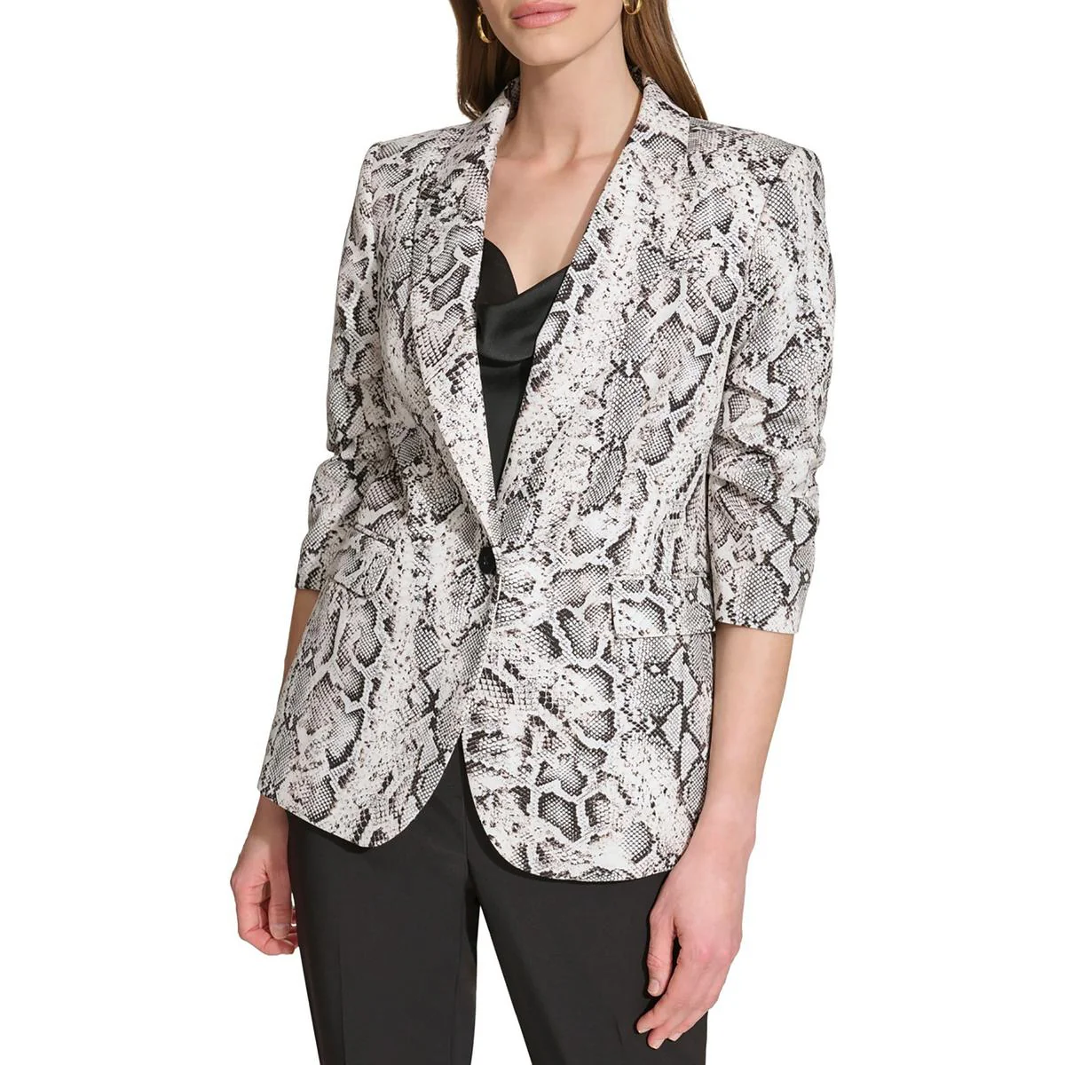 Womens Snake Print Polyester One-Button Blazer