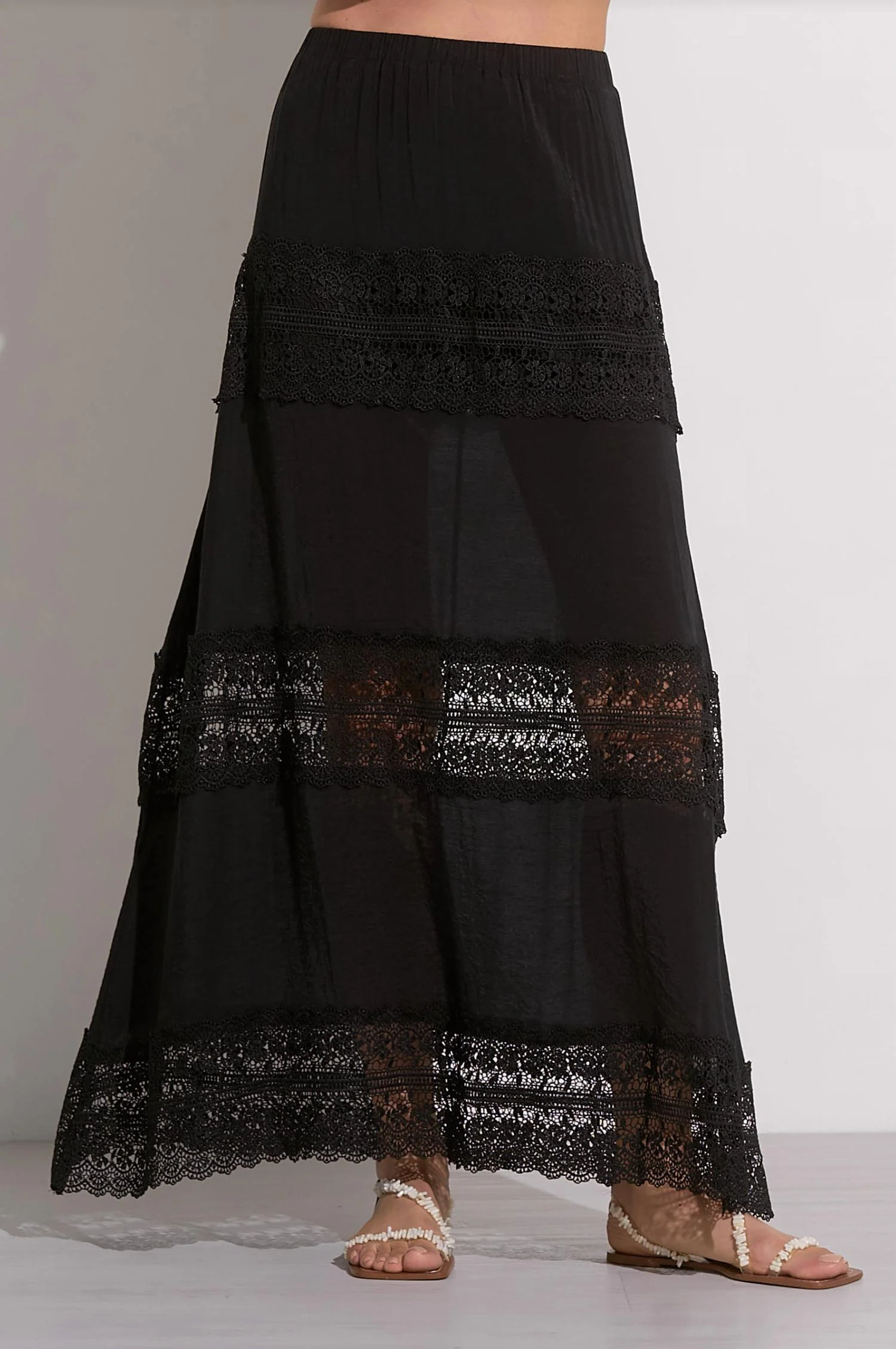 Vera Crochet Maxi Skirt In Black