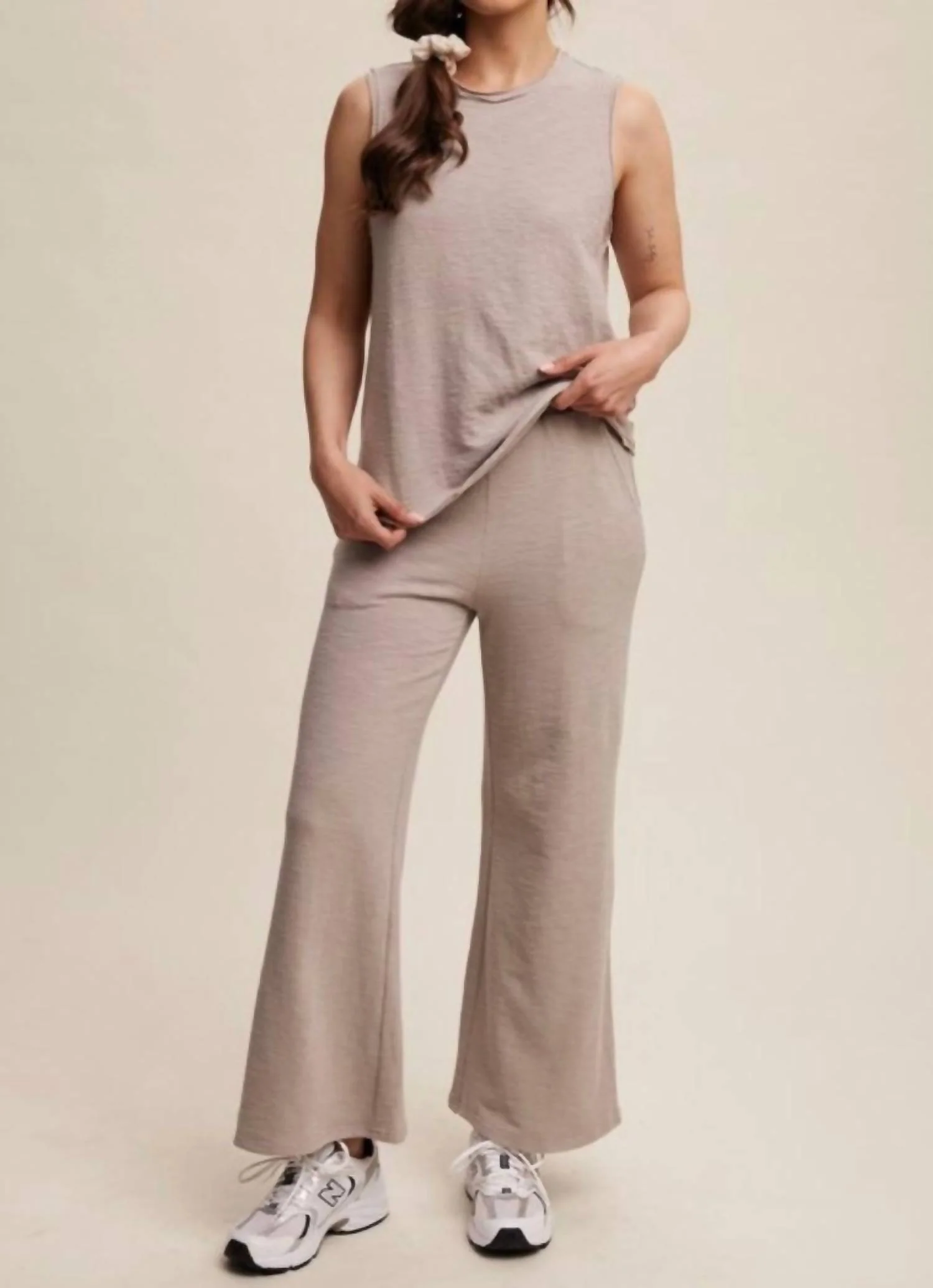 Soft Knit Tank And Sweatpant Set In Ash