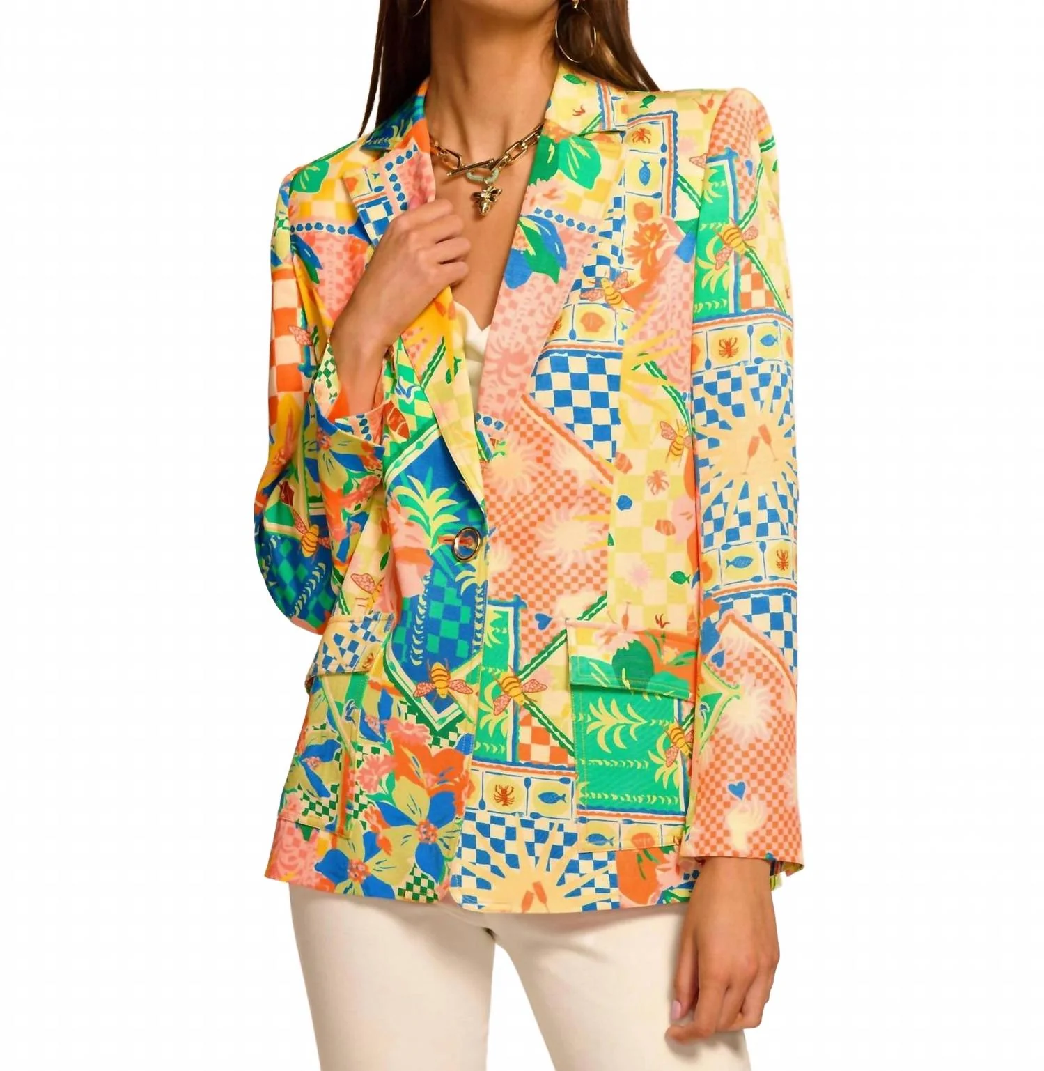 Maddie Printed Blazer In Garden