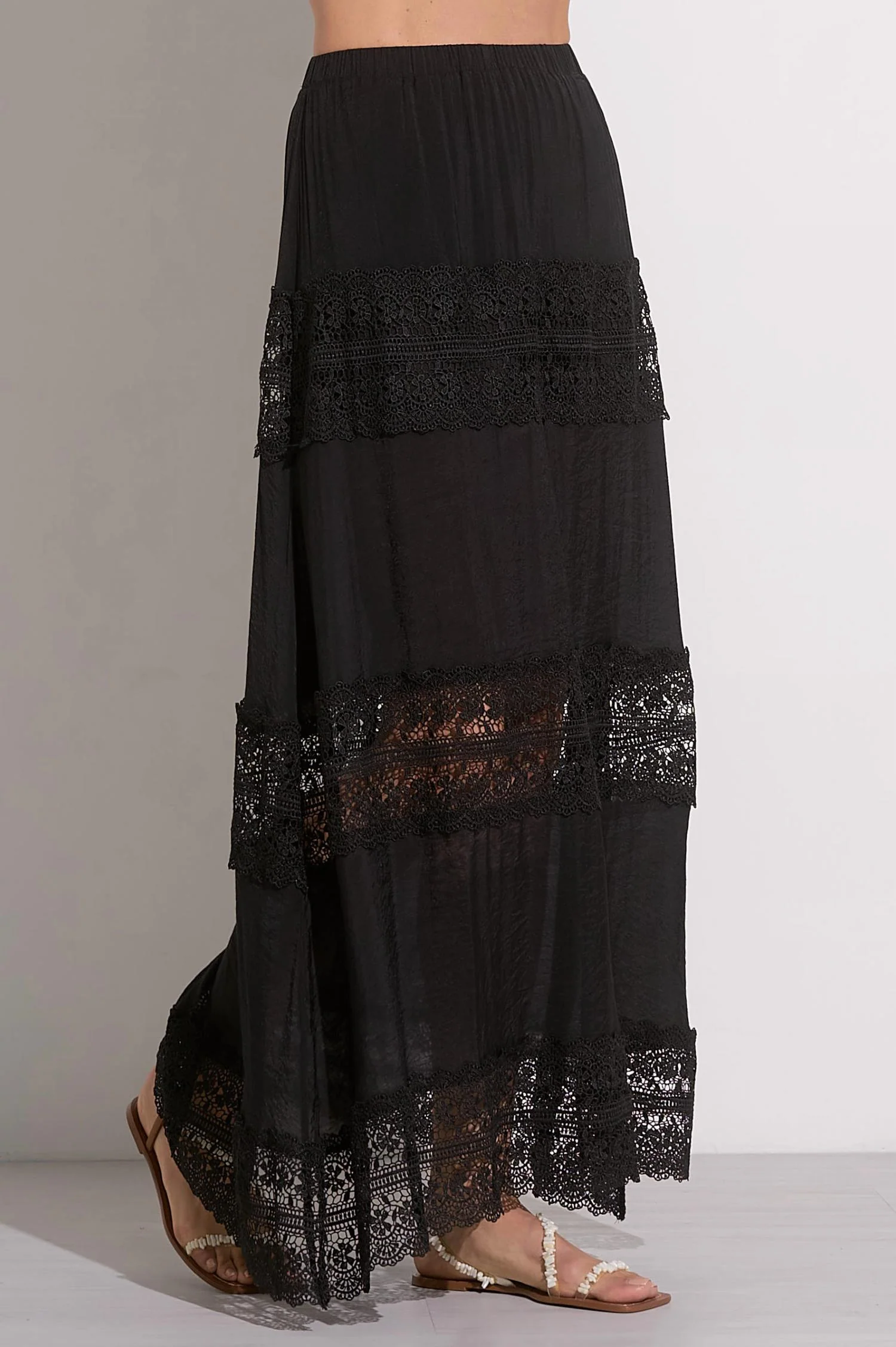 Vera Crochet Maxi Skirt In Black