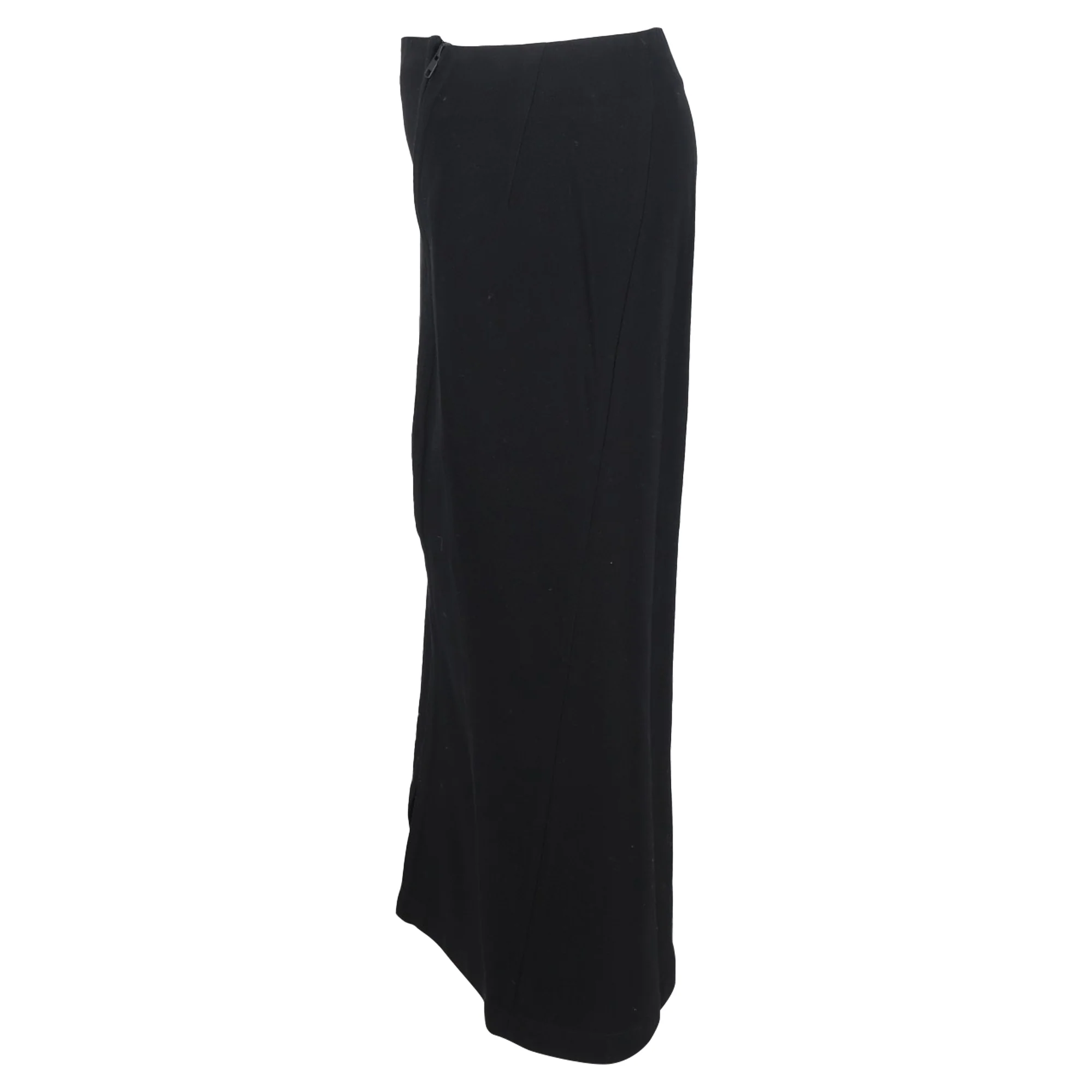 Ann Demeulemeester Asymmetric Zip Maxi Skirt in Black Wool