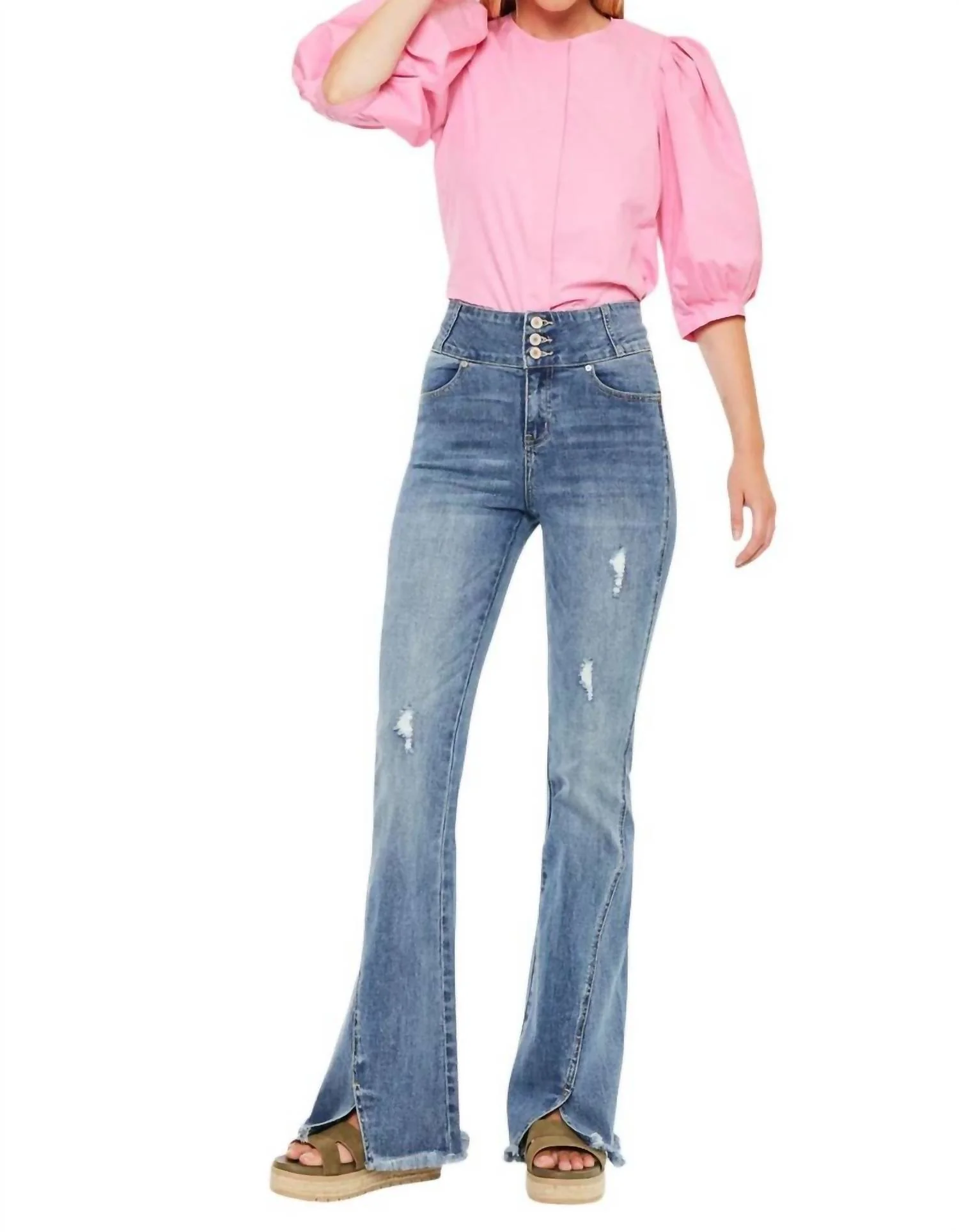 Miranda Ultra High Rise Flare Jeans In Medium Wash