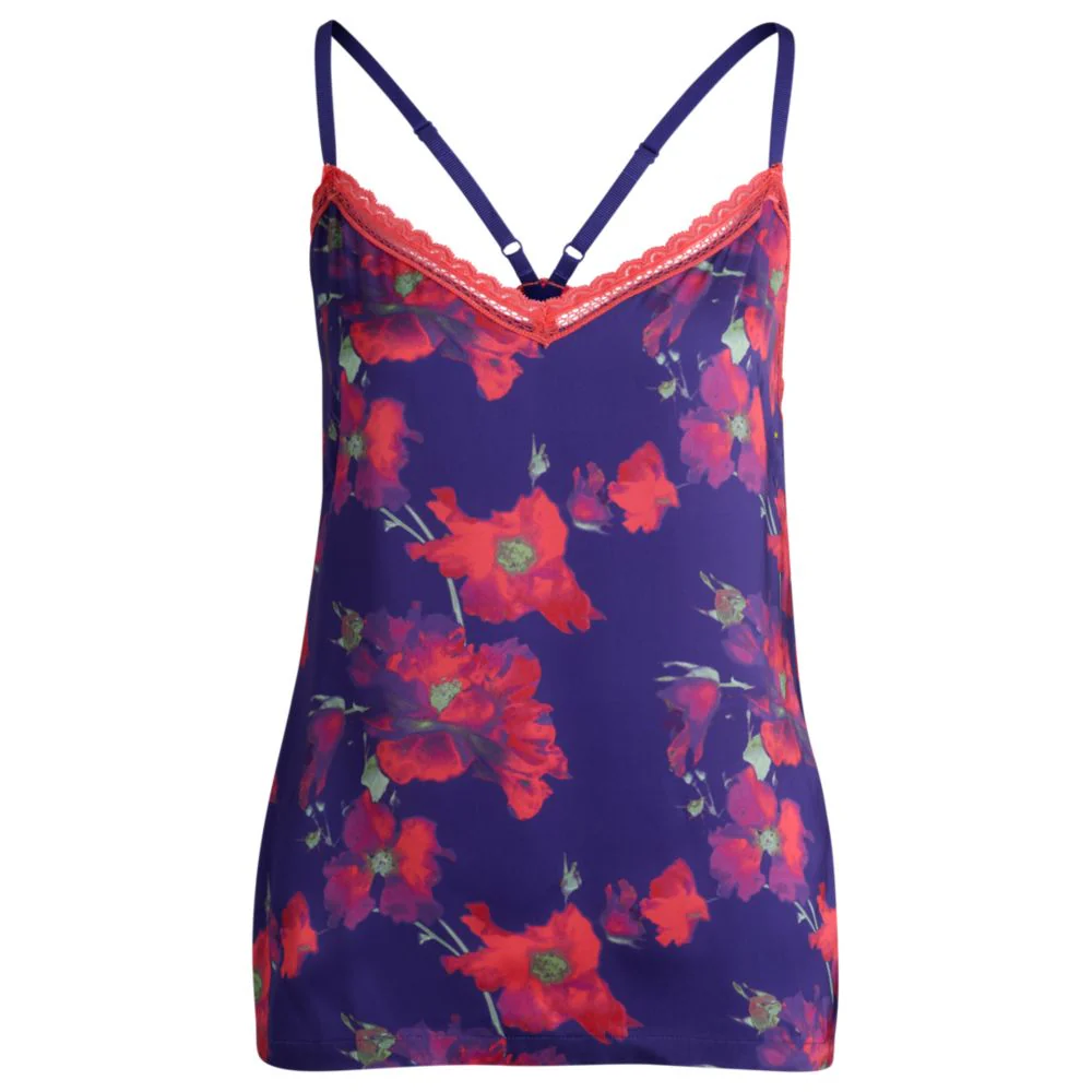 Lace-trim pajama vest in satin