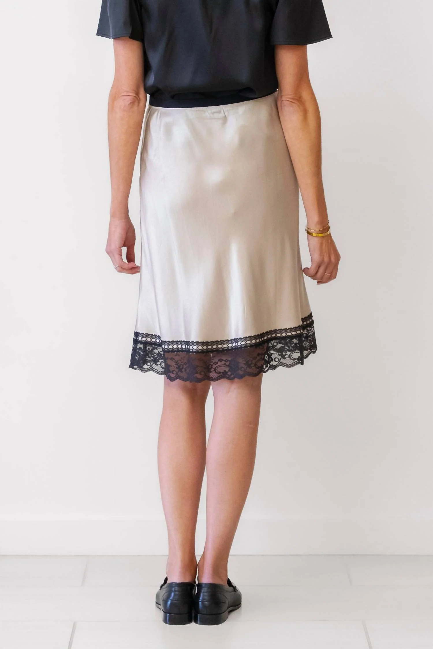 Cherry Slip Skirt In White