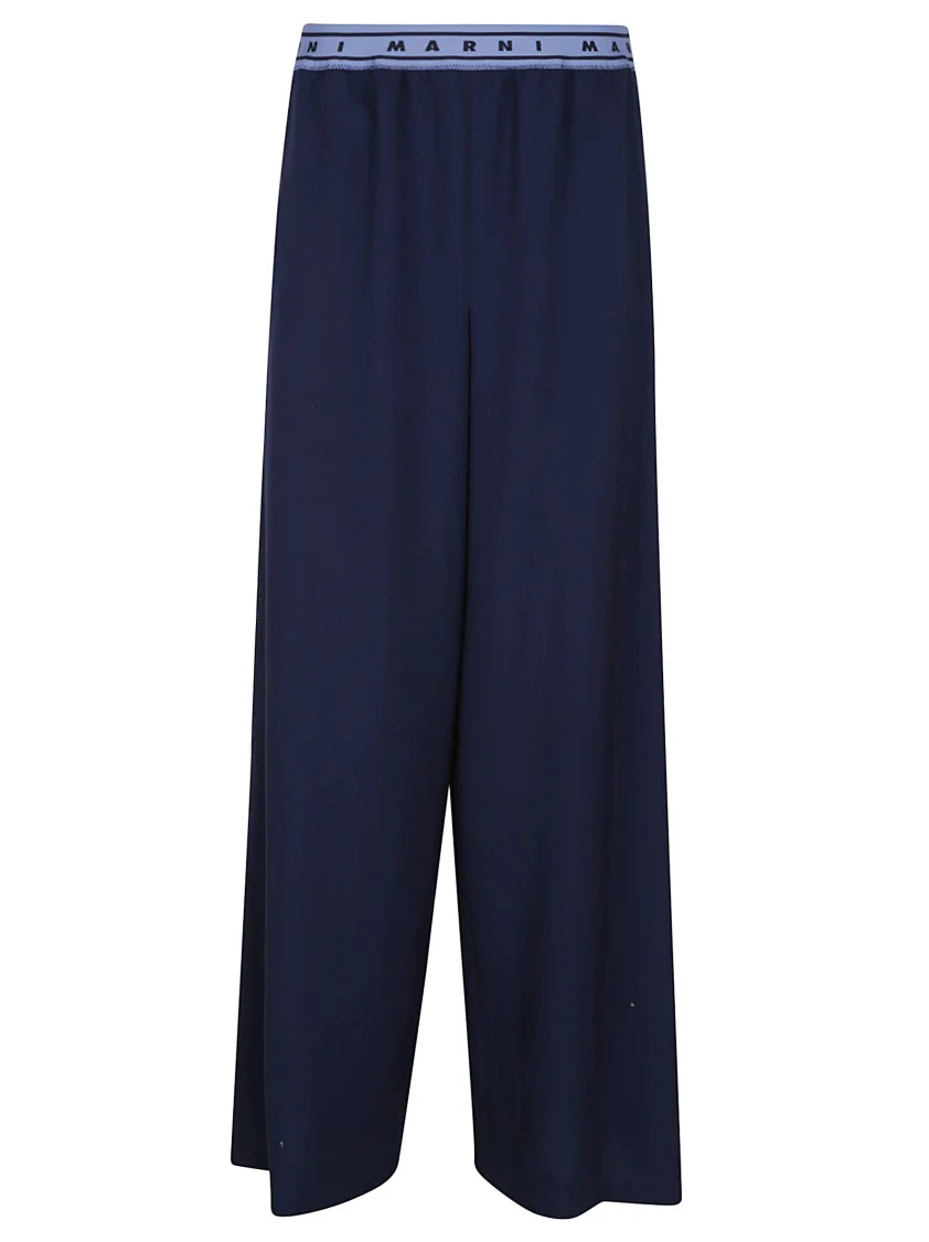 Palazzo Trousers In Lightweight Wool Blend