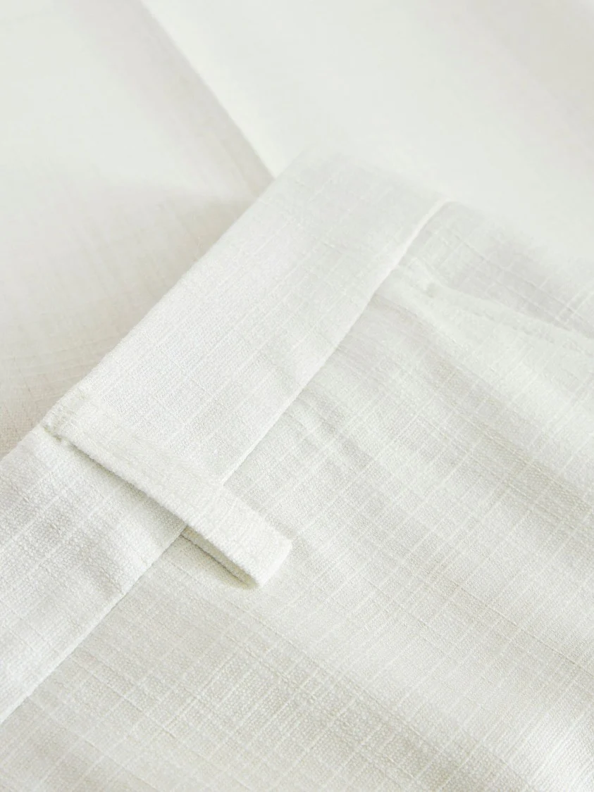 Straight-Fit White Trousers With Flared Hem