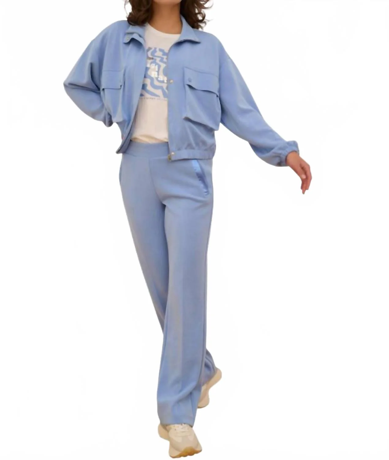 Wide Leg Jogger In Blue