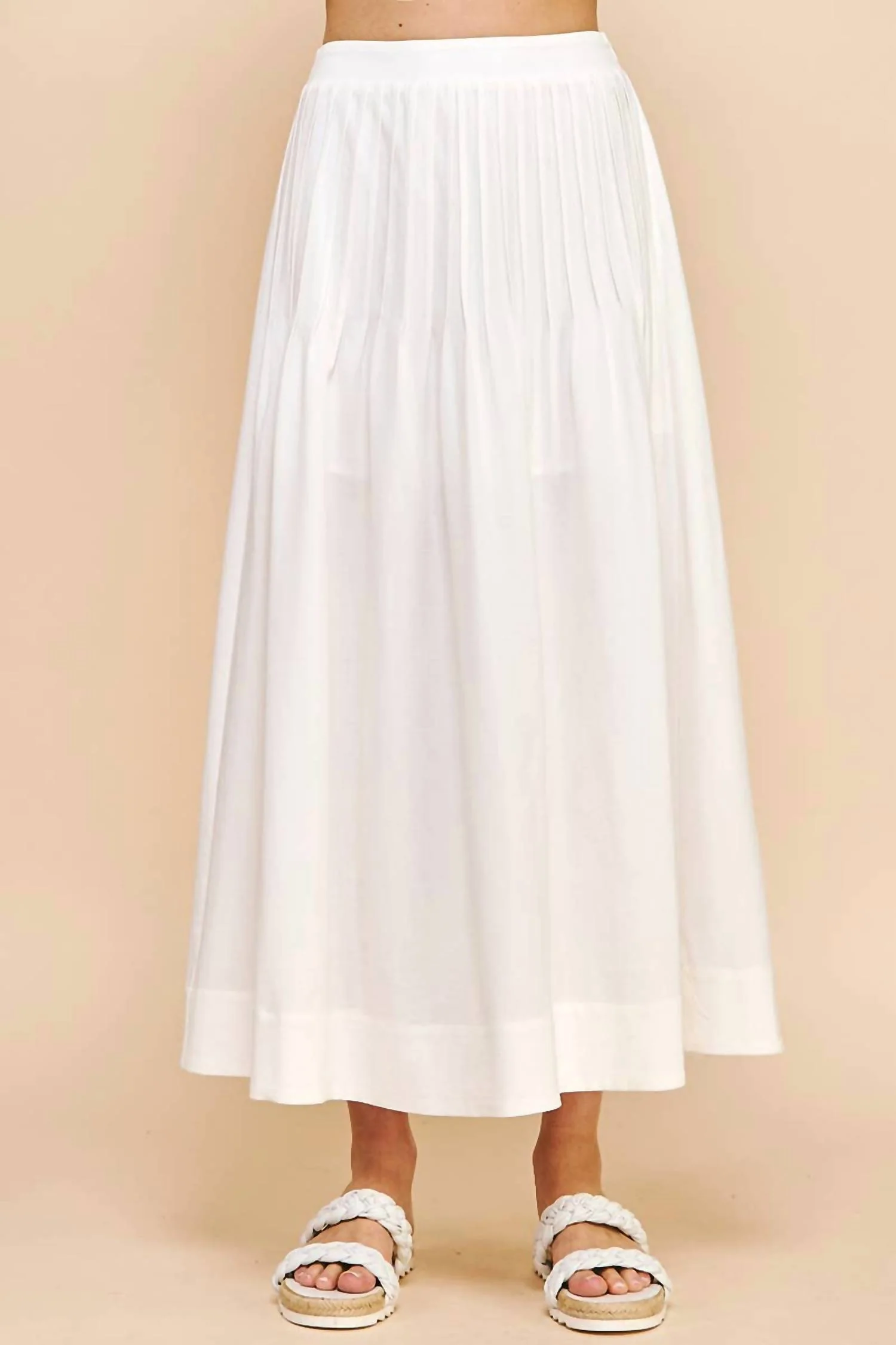 Pintuck Maxi Skirt In Off White