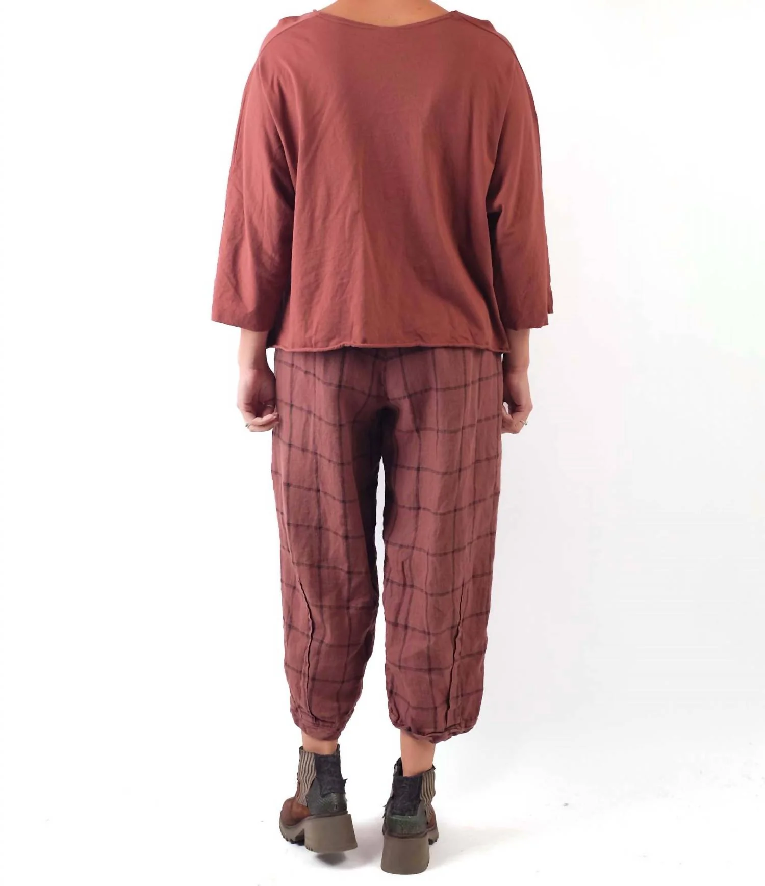 Silas Check Cropped Pants In Henna