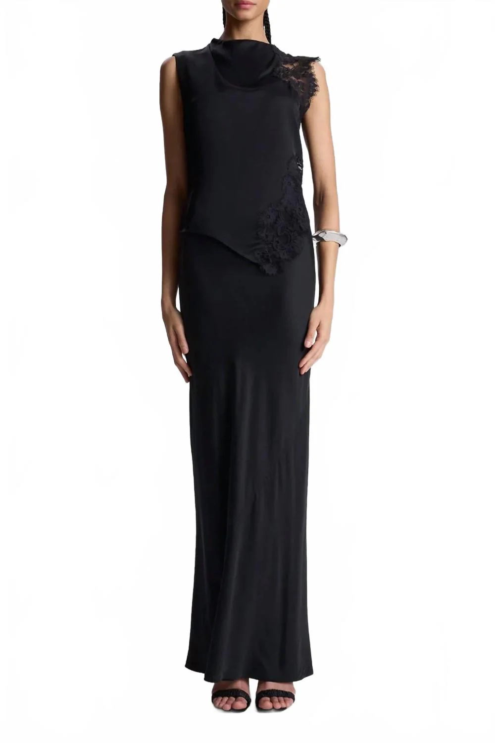Greta Satin Maxi Skirt In Black