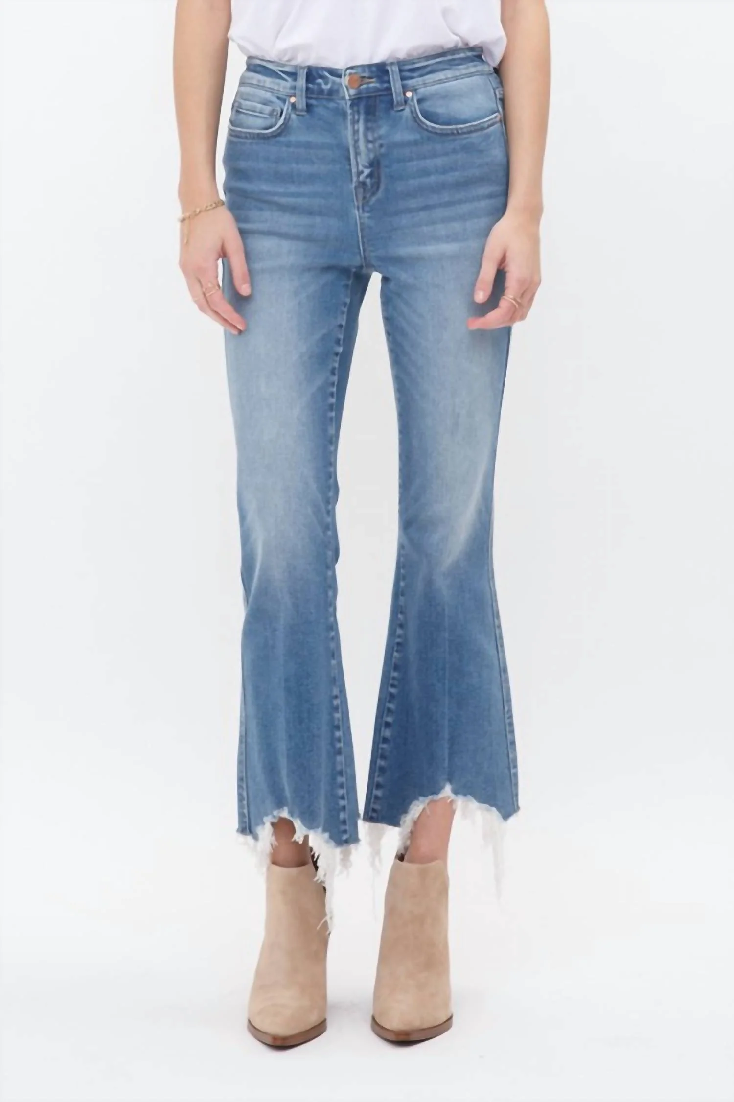High Rise Crop Flare Jeans In Moscato