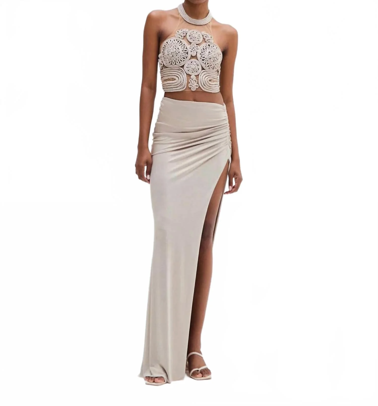 Dune Jersey Maxi Skirt In Beige