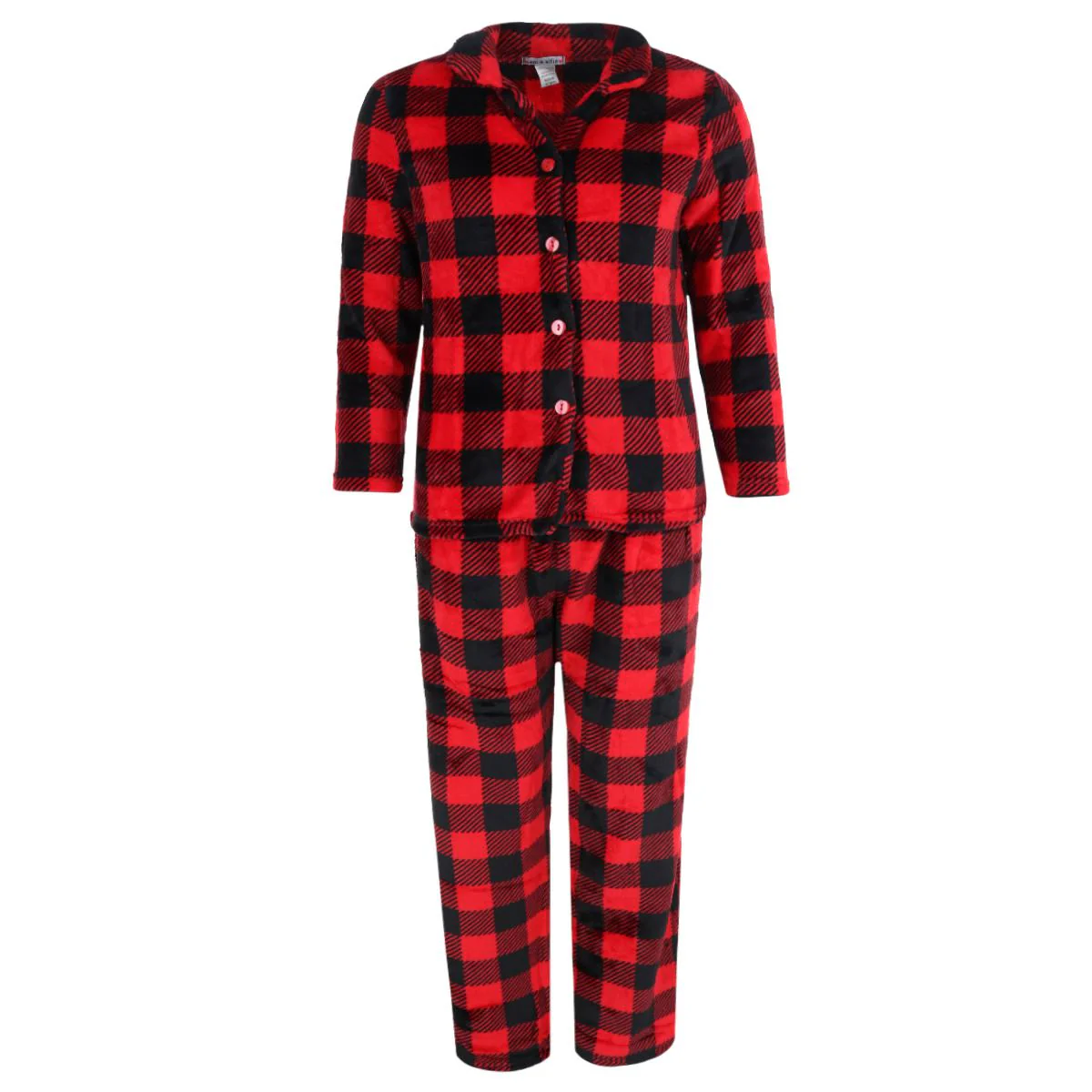 Women's Buffalo Check Long Sleeve 3 Piece Pajama Set