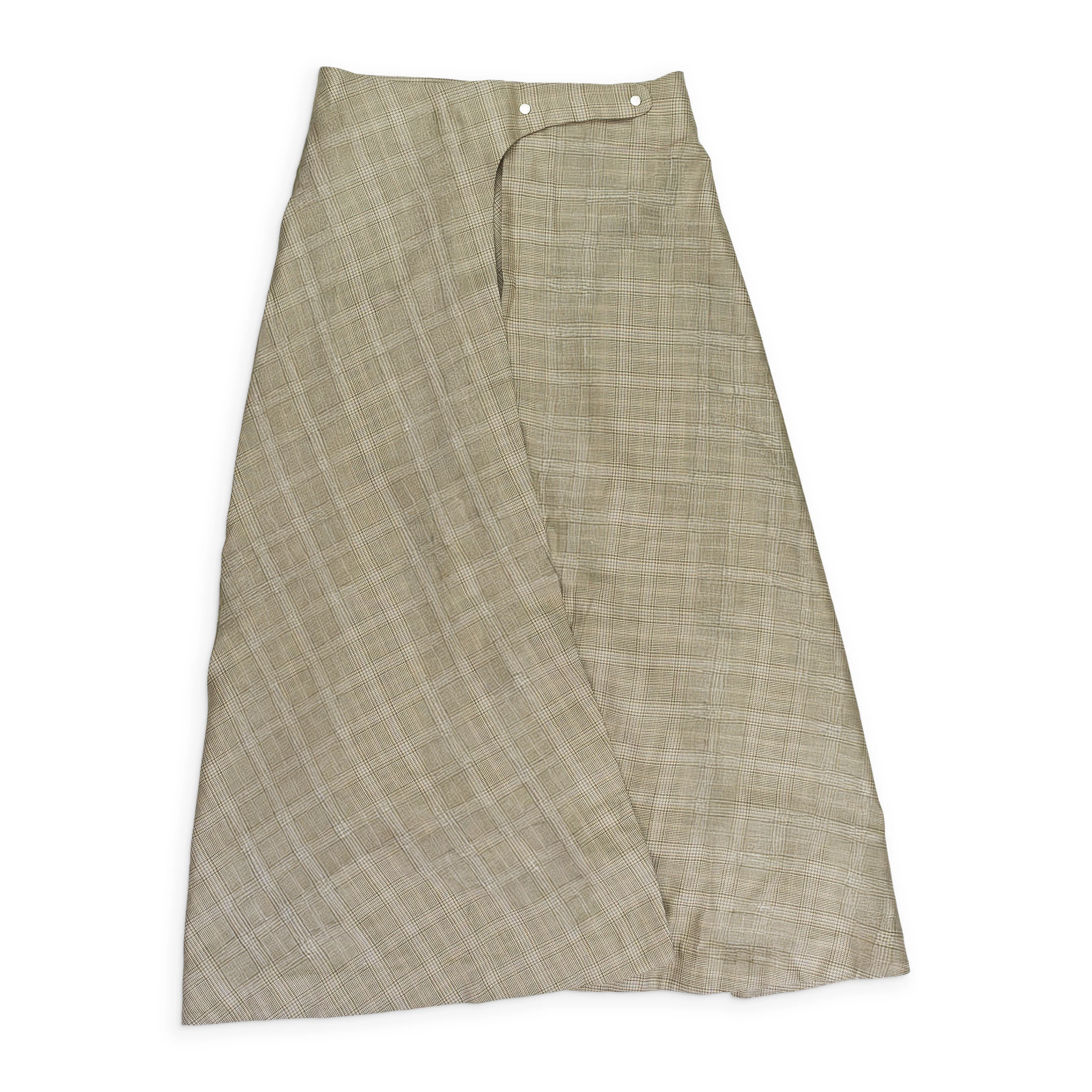 Turbo Wrap Slit Skirt Plaid - Tan