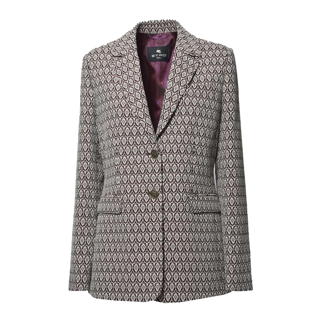 Multicolored Jacquard Cotton Double-Breasted Jacket