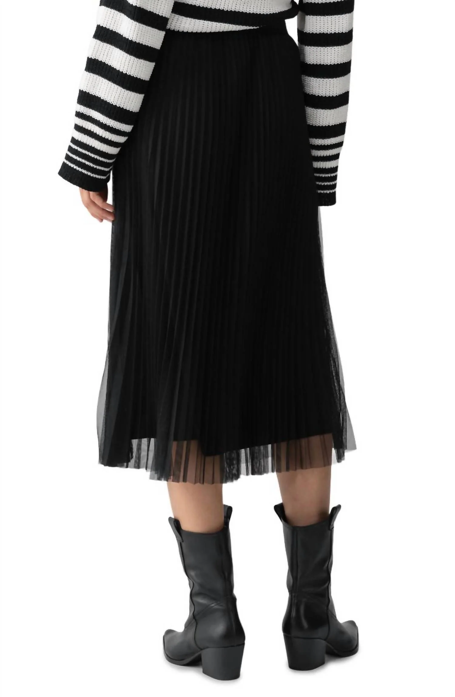 Cool Tulle Pleated Skirt In Black
