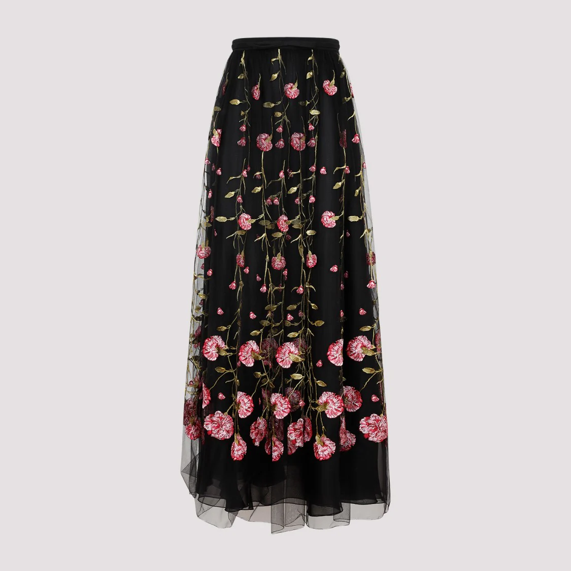 Black Rose Polyester Midi Skirt