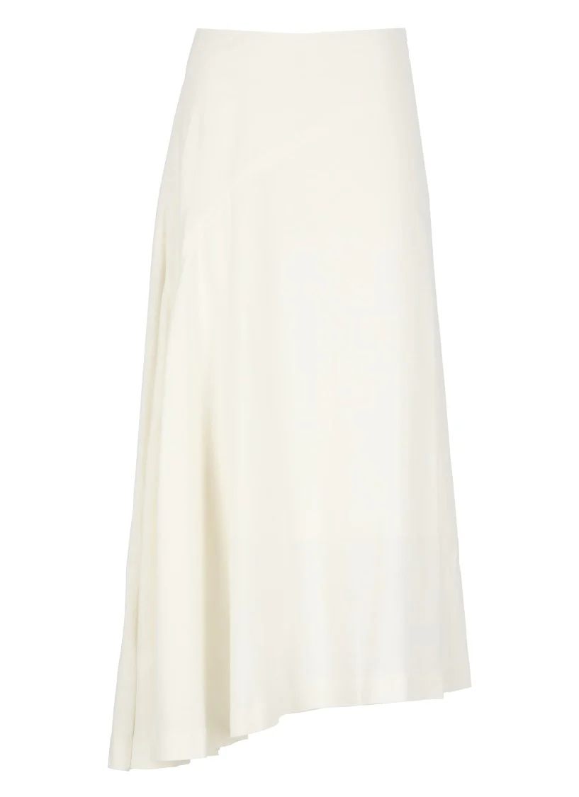 Flowing White Linen Blend Skirt