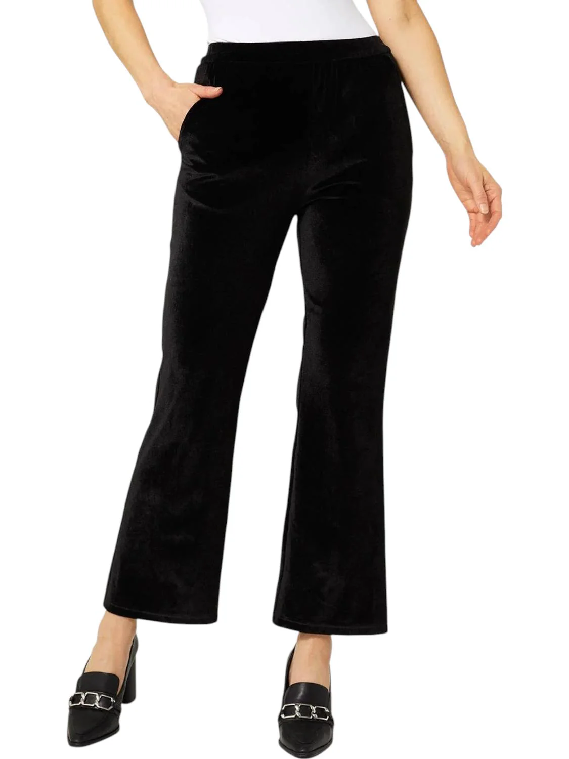 Pippa Pleat Front Velour Pant In Black