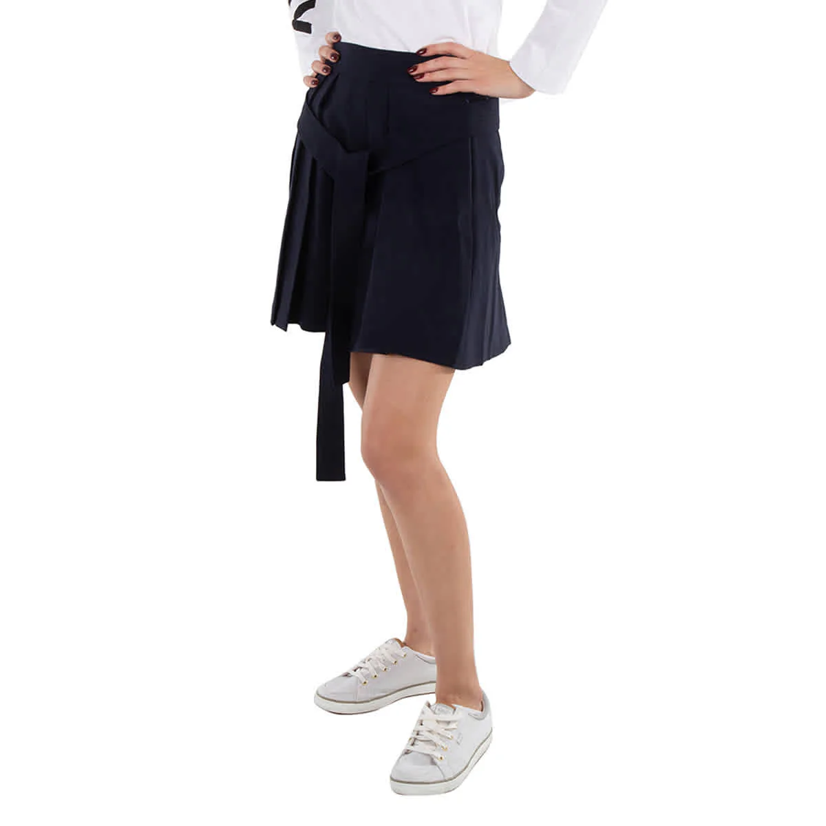 Kenzo A-Line Virgin Wool Pleated Mini Skirt