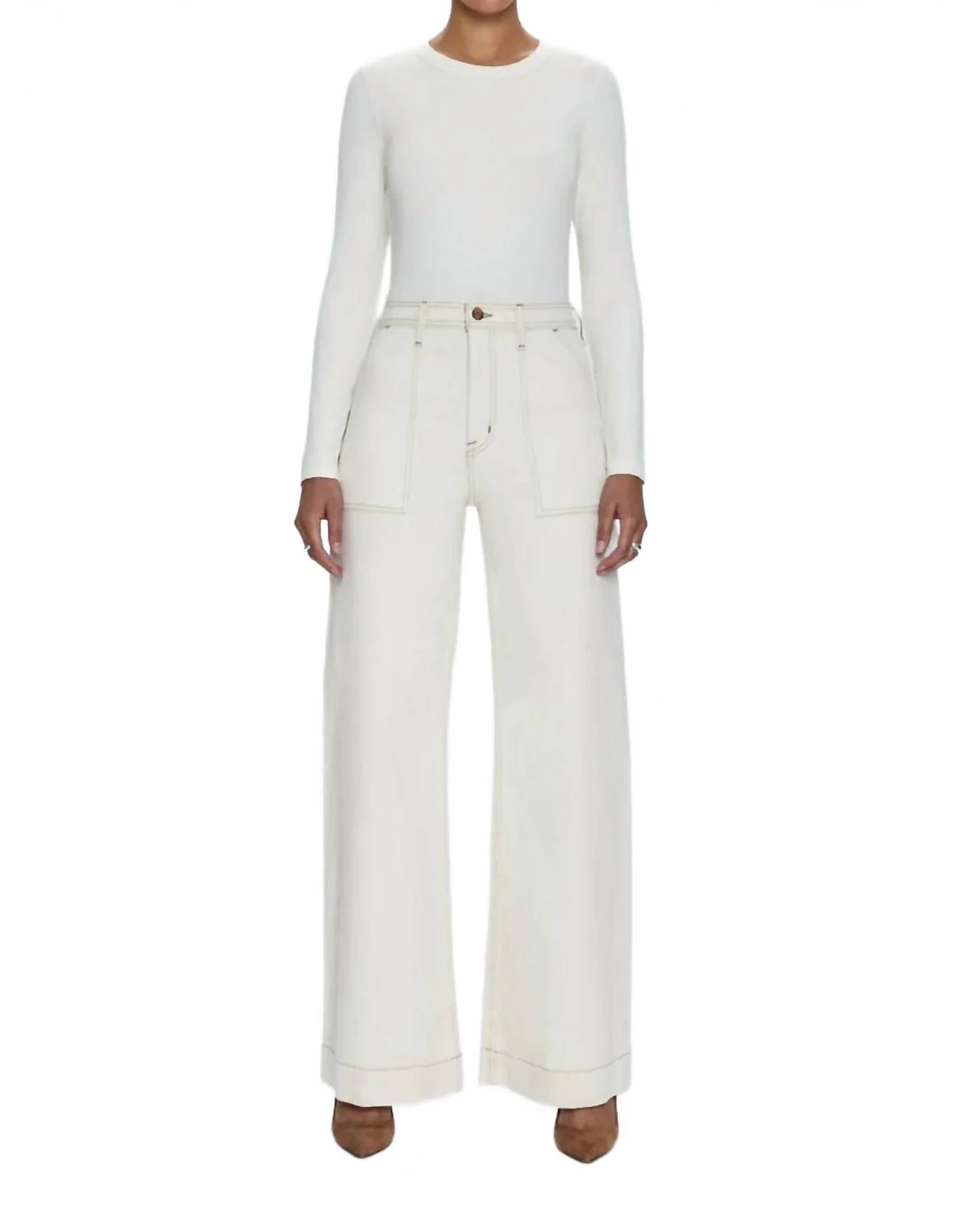 Penny Utility Jeans In Ecru