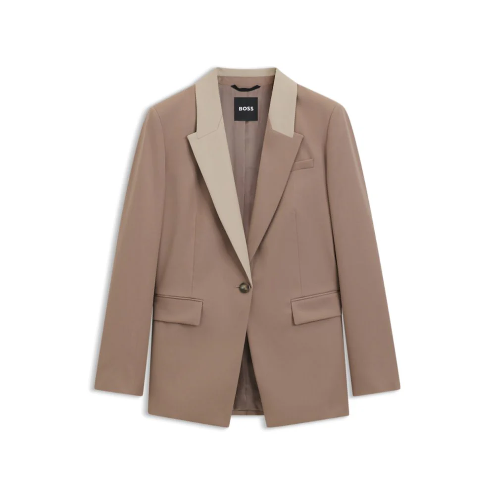 Relaxed-fit blazer with color-blocked lapels